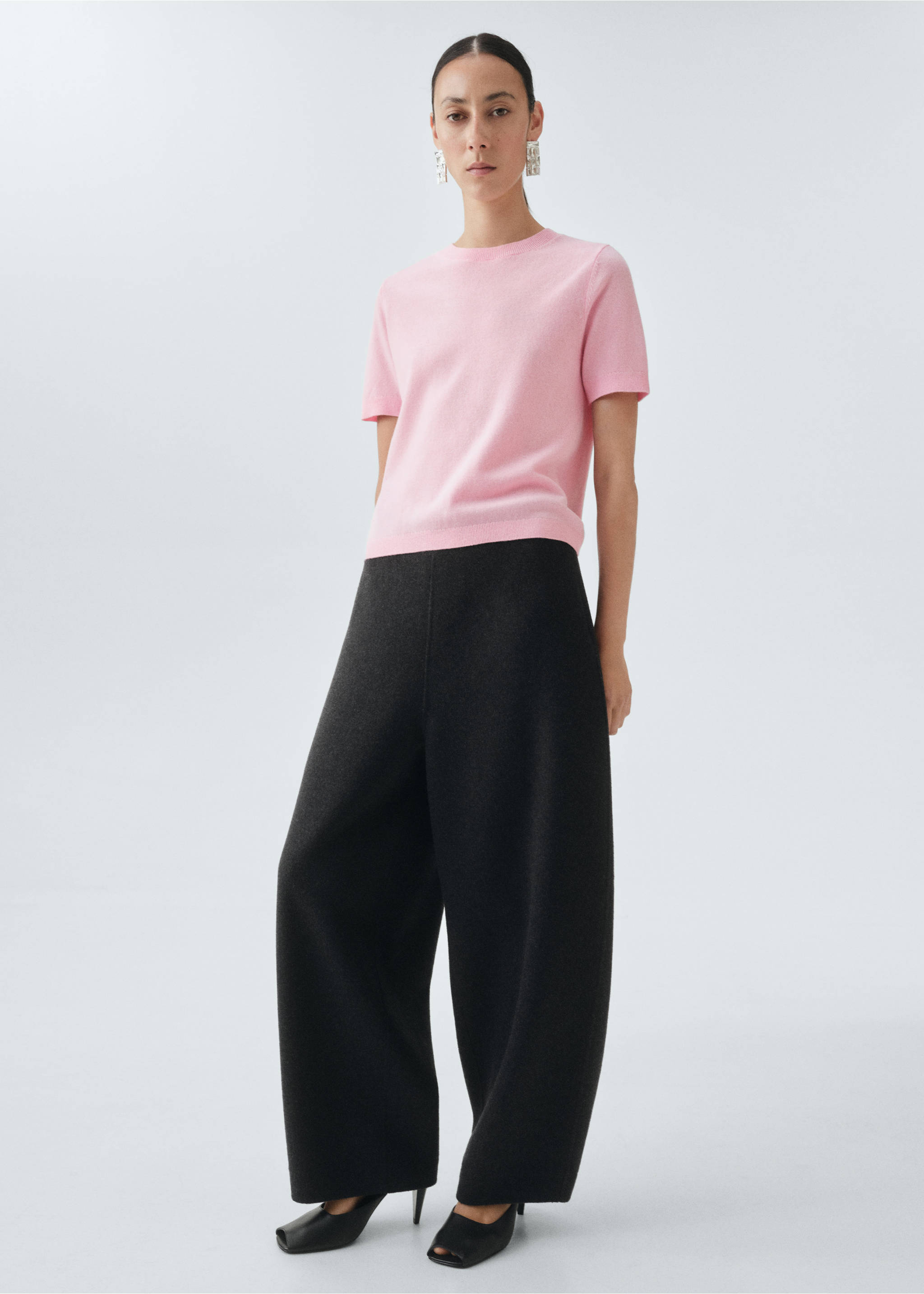 Short-sleeved wool sweater - General plane, Pink. Ref: 17016357-00.