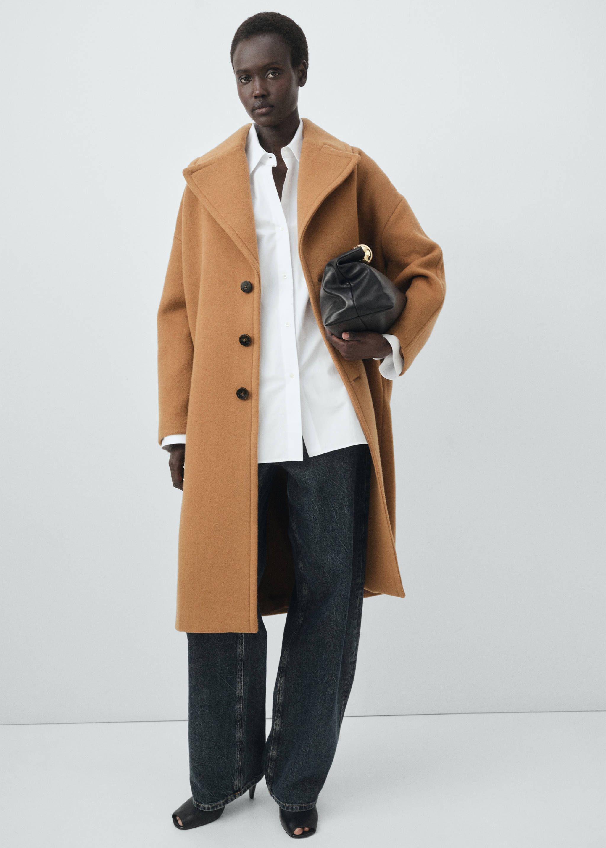 Manteco wool coat with lapels - General plane