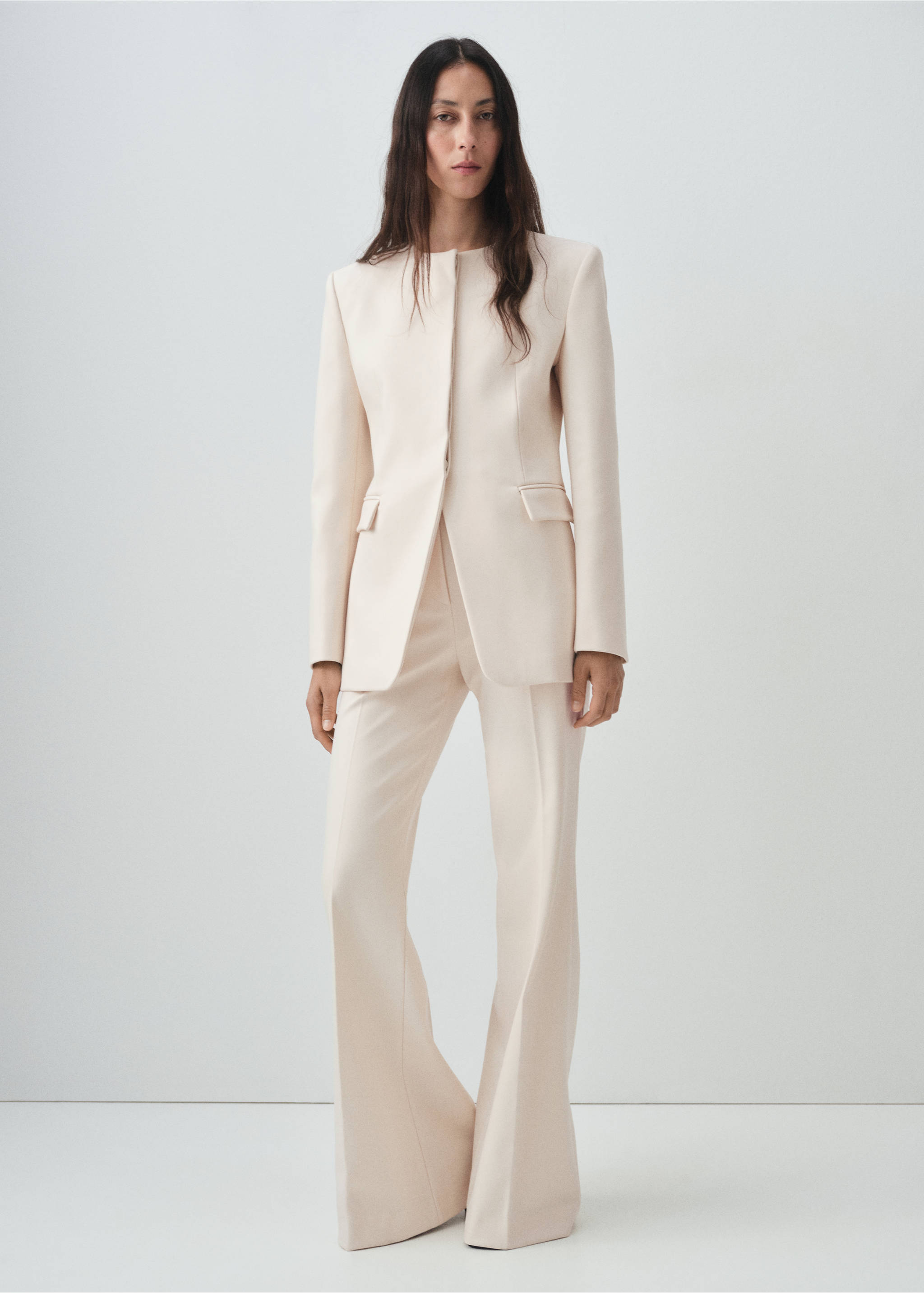 Flared suit trousers - General plane, Ecru. Ref: 17016361-00.