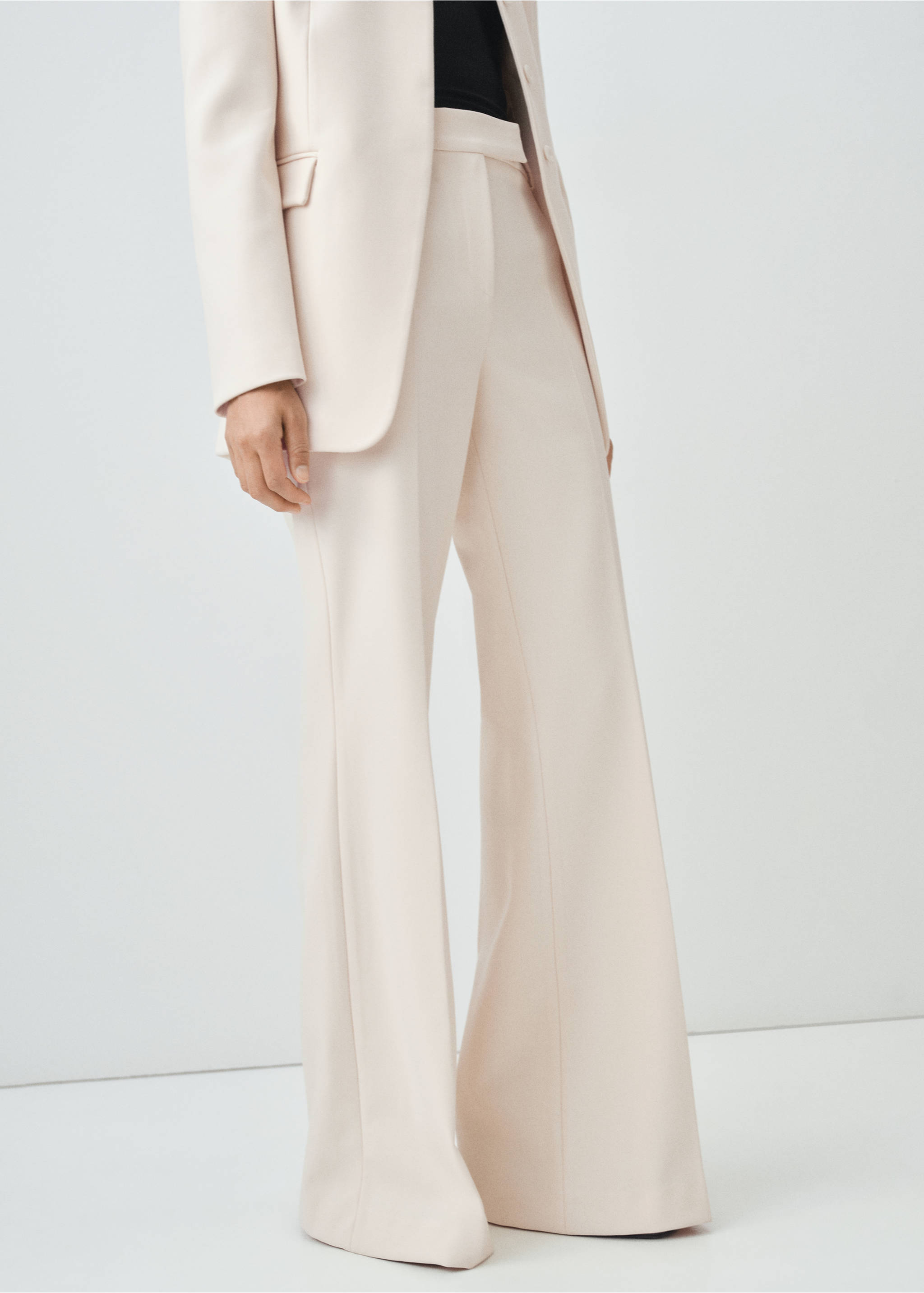 Flared suit trousers - Medium plane, Ecru. Ref: 17016361-00.