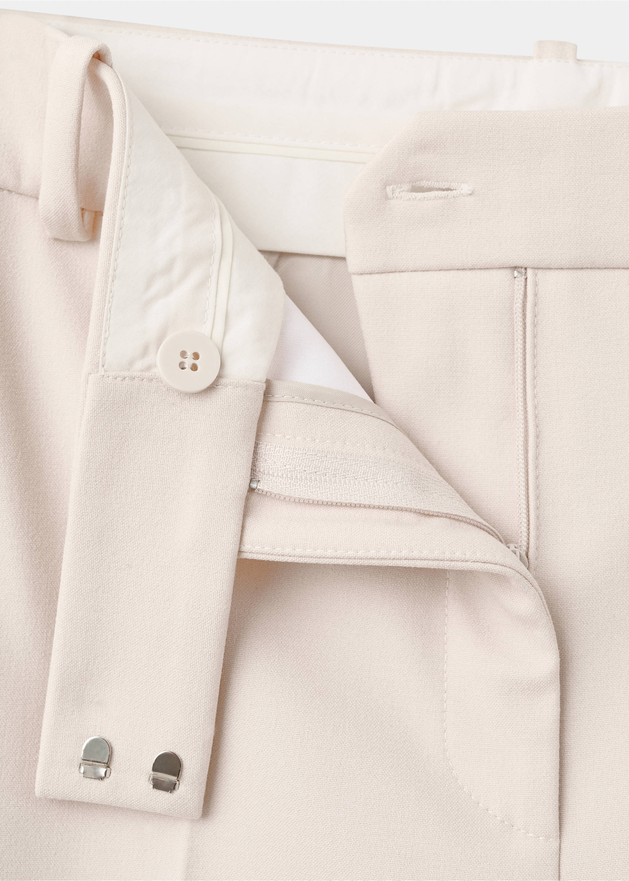 Flared suit trousers - Details of the article 8, Ecru. Ref: 17016361-00.