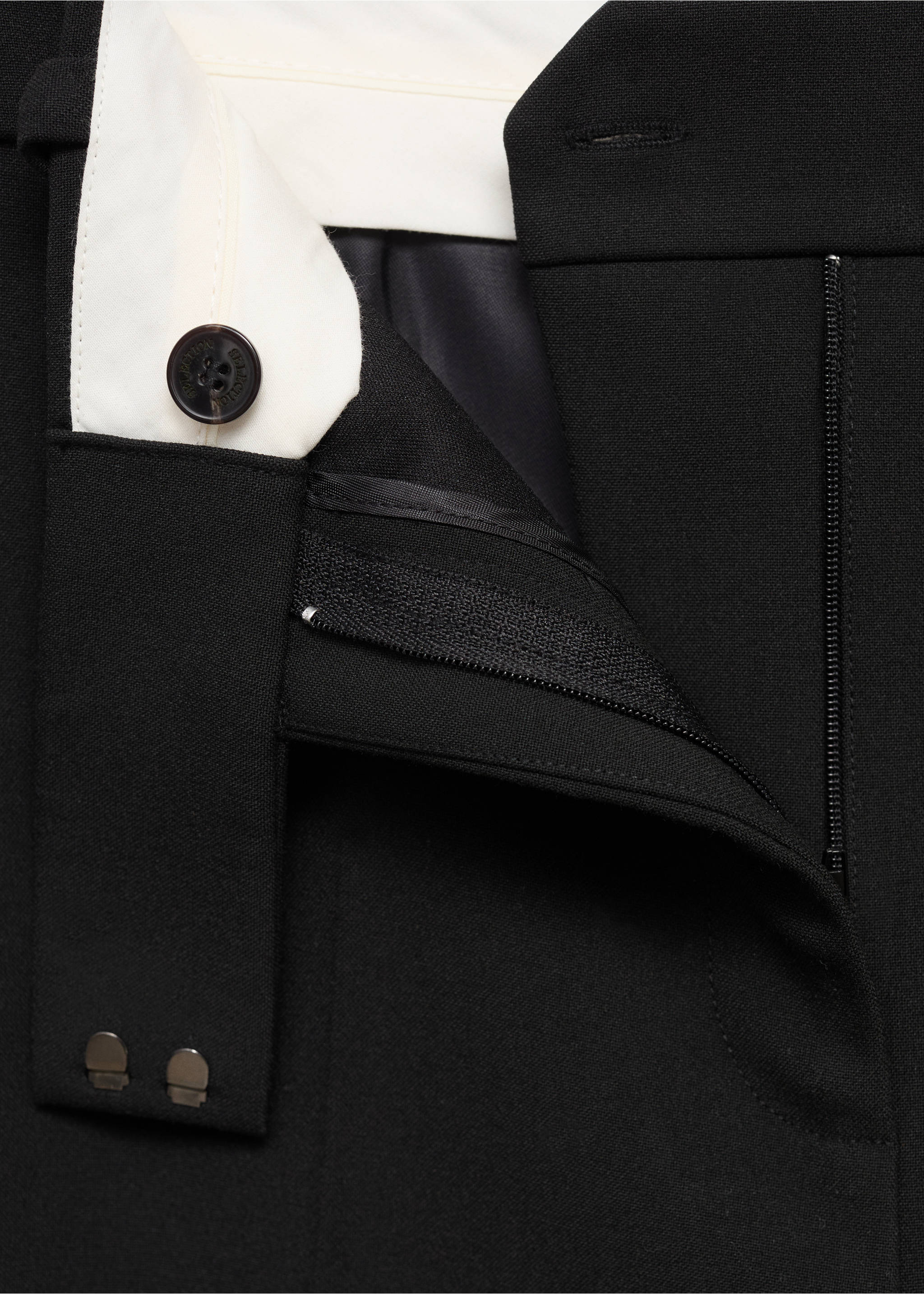 Flared suit trousers - Details of the article 8, Black. Ref: 17016361-00.
