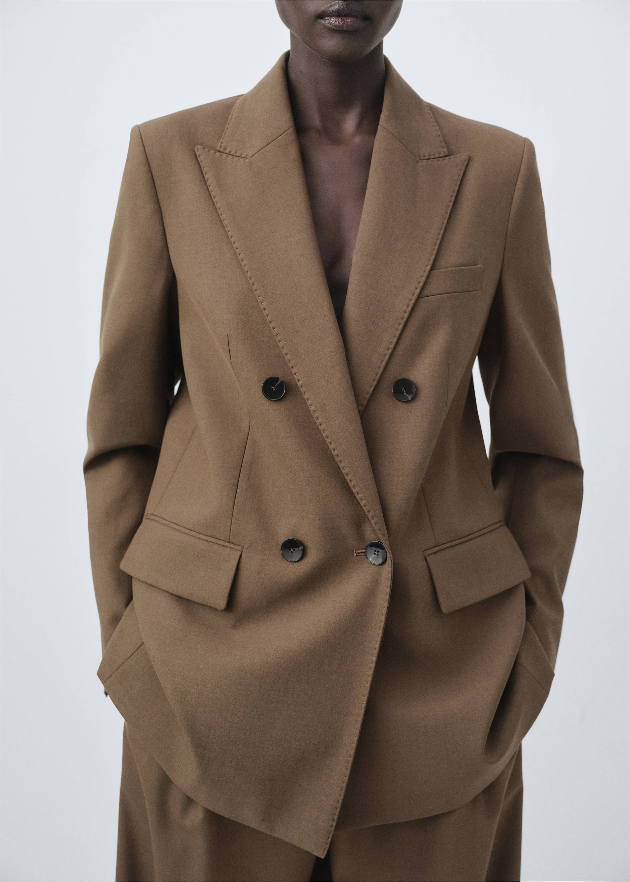 Double-breasted suit jacket - Medium plane, Medium Brown. Ref: 17016365-00.