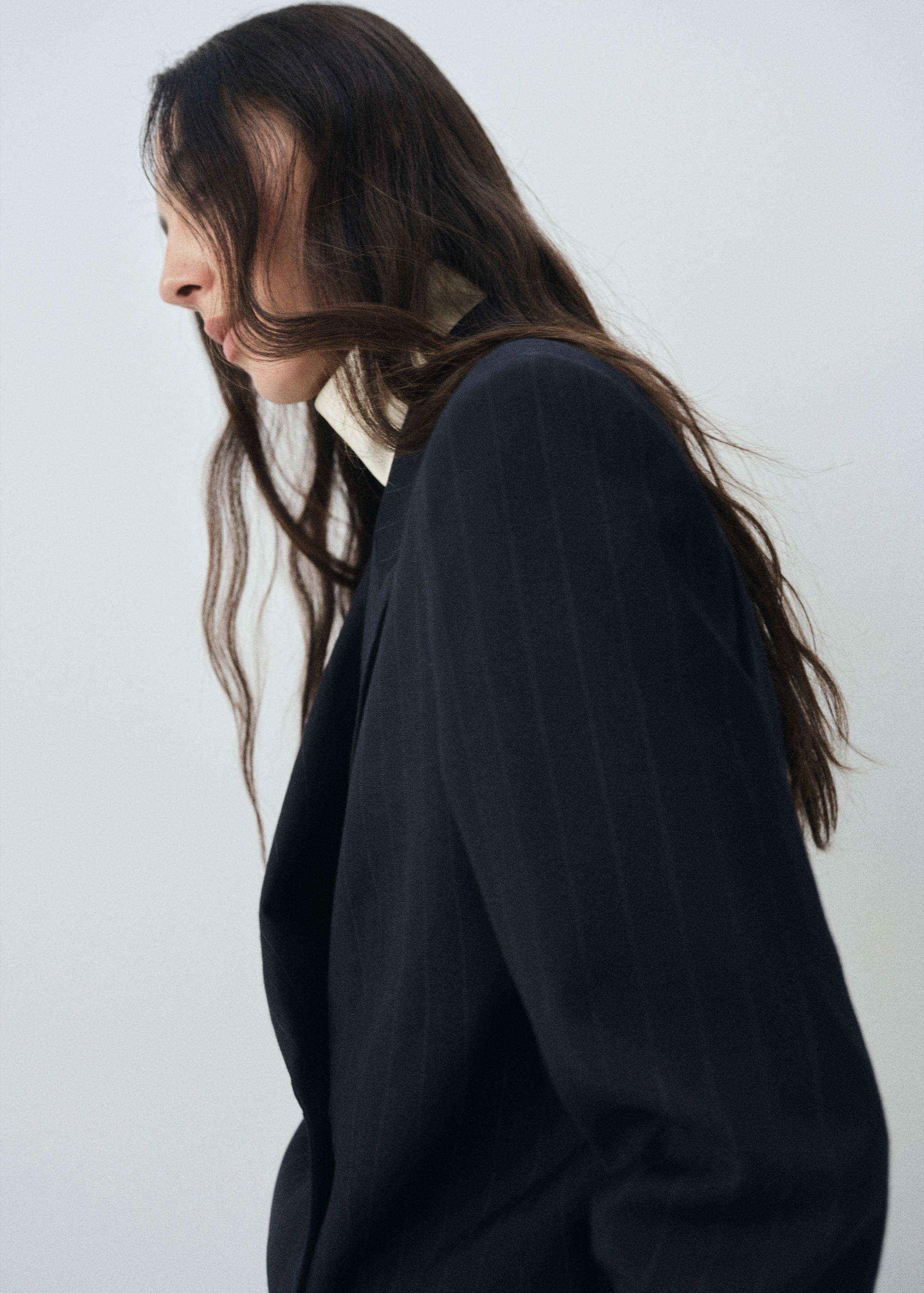 Double-breasted pinstripe suit jacket - Medium plane