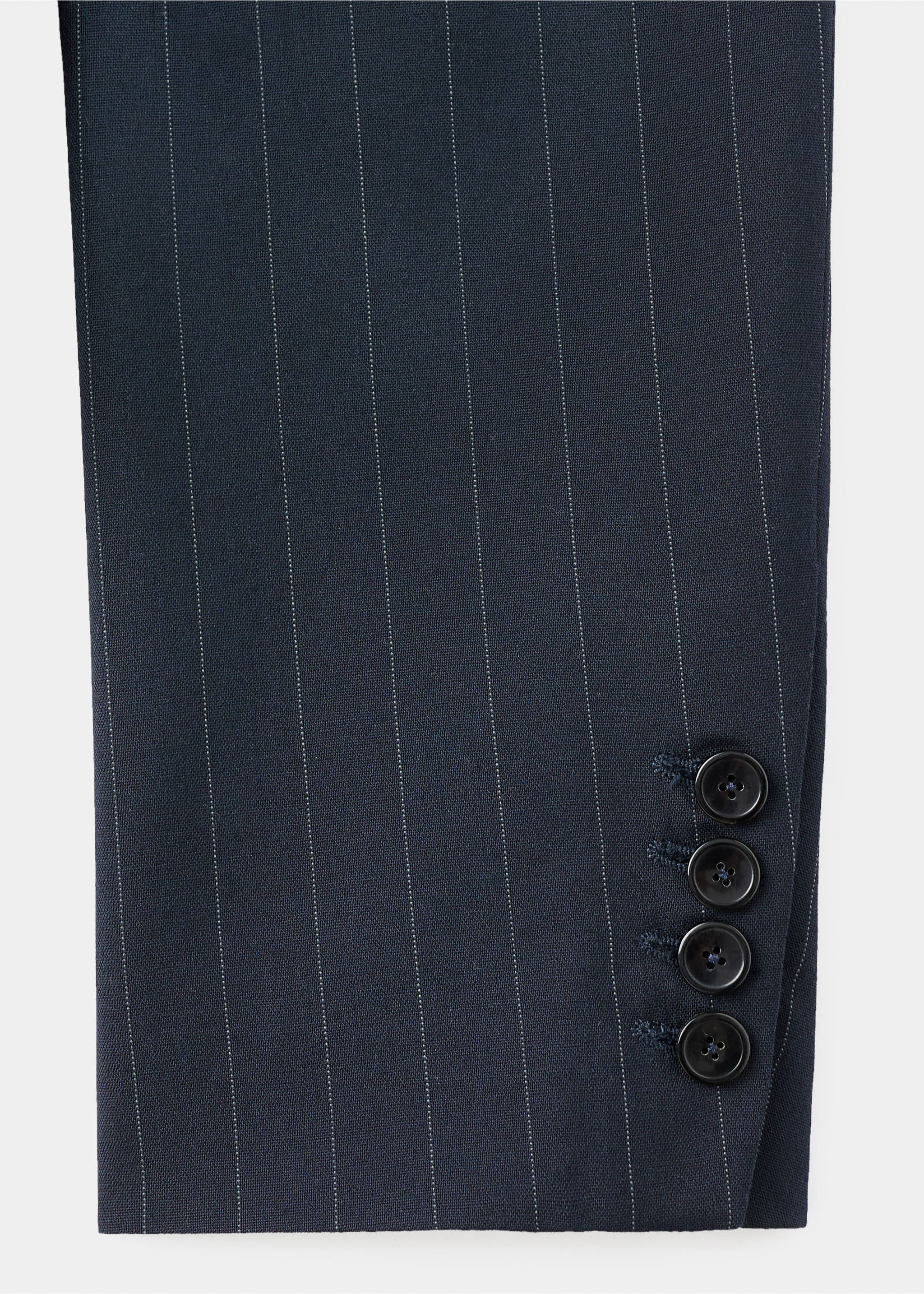 Double-breasted pinstripe suit jacket - Details of the article 0, Navy. Ref: 17016366-00.