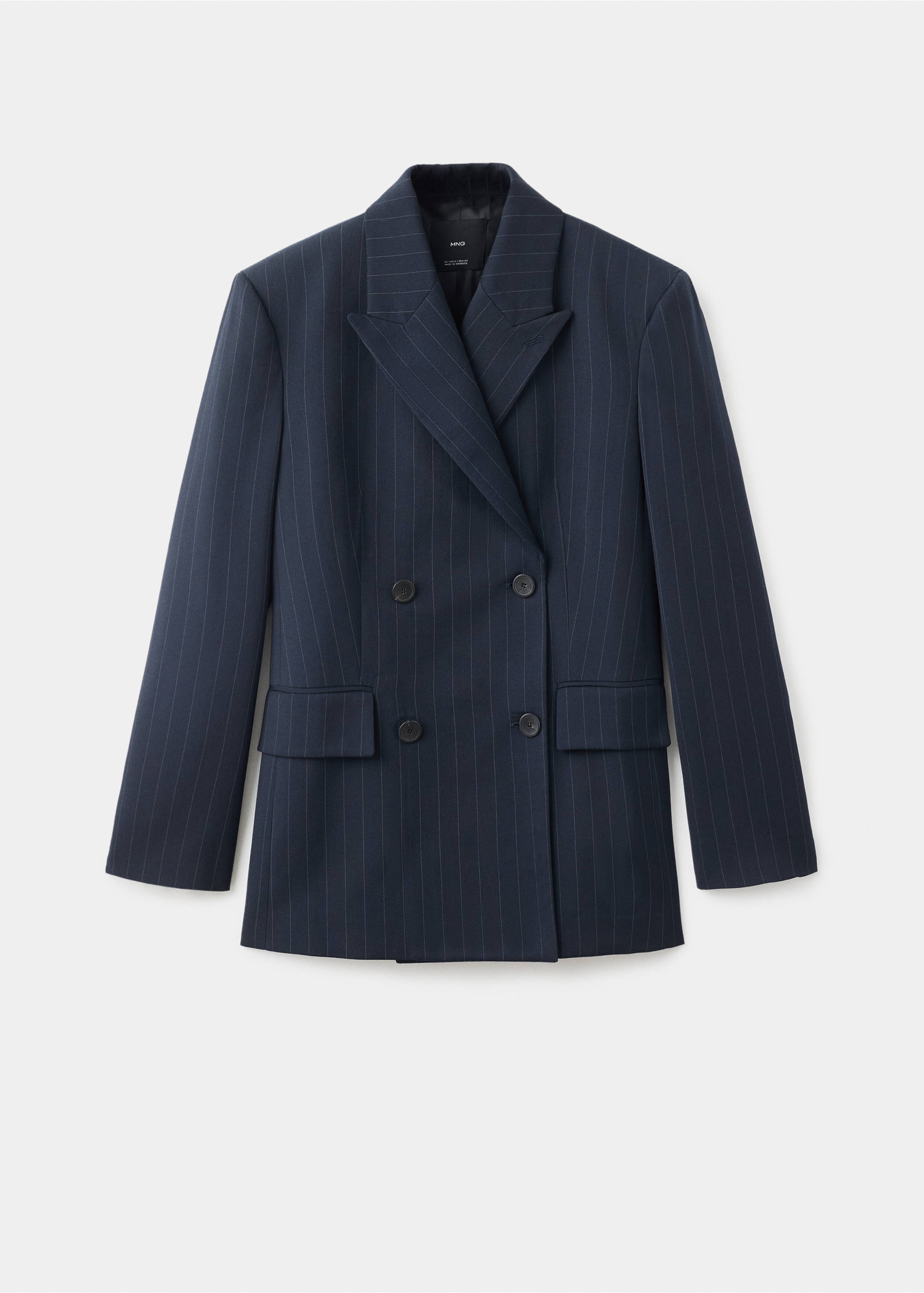 Double-breasted pinstripe suit jacket - Article without model, Navy. Ref: 17016366-00.