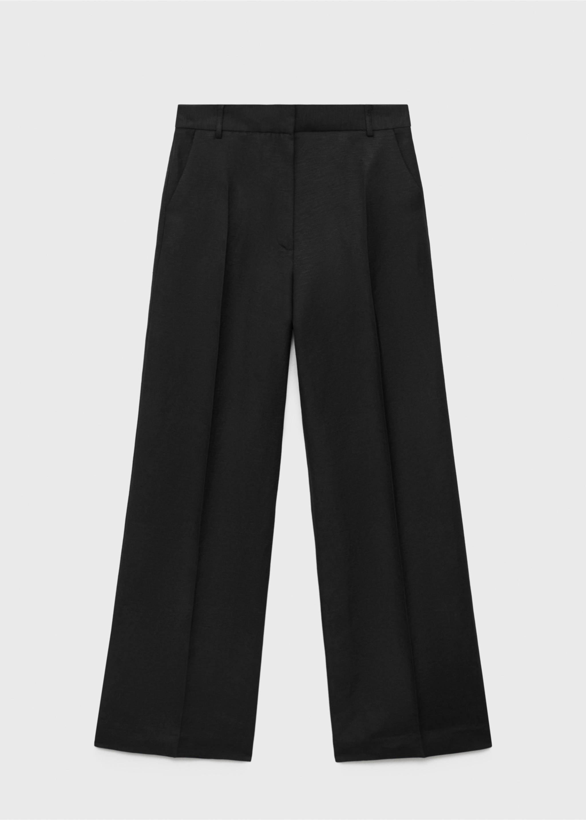 Straight-fit linen suit trousers - Article without model, Black. Ref: 17016736-00.
