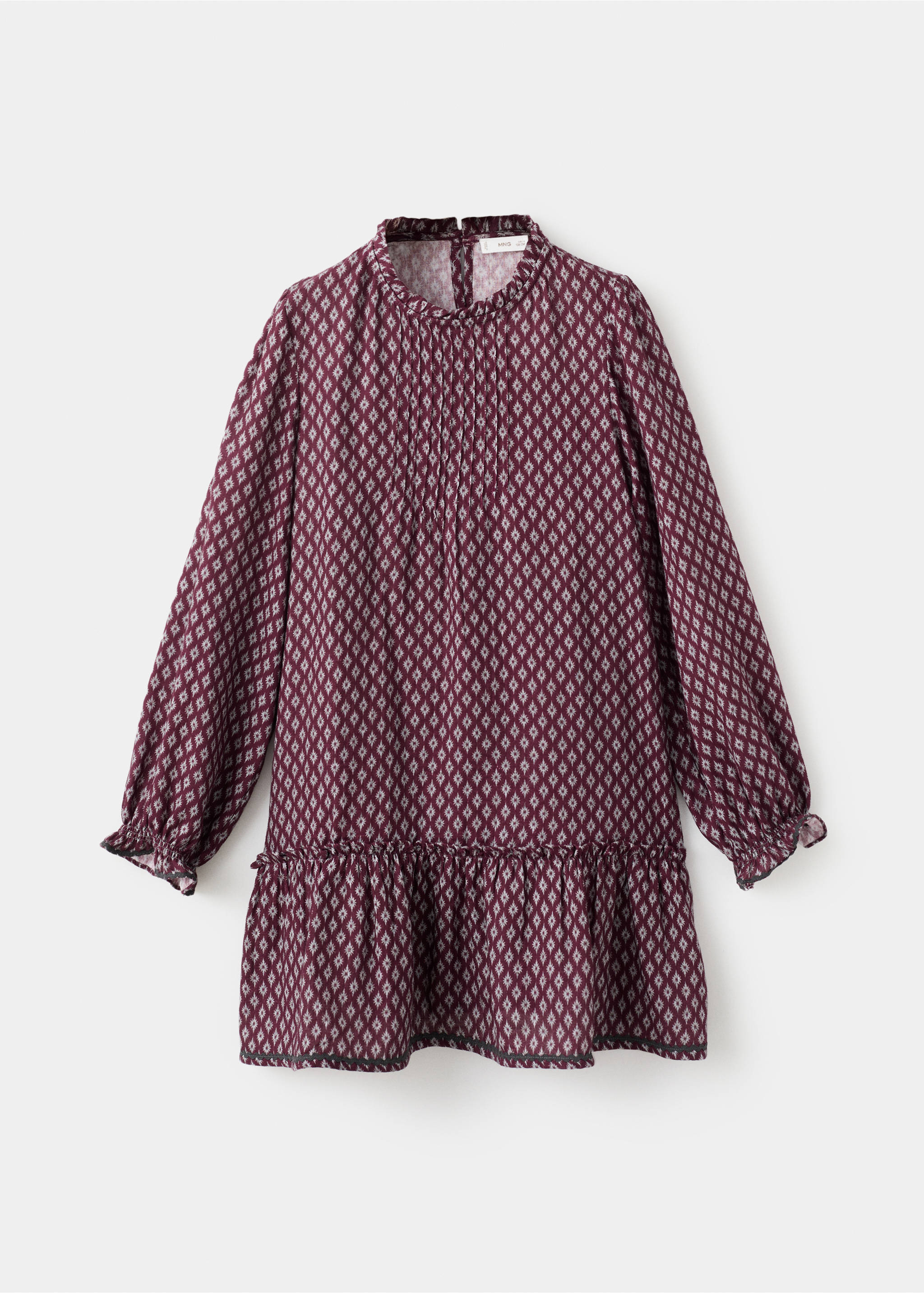 Robe imprimée volantée - Article sans modèle, Bordeaux. Ref: 17016739-00.