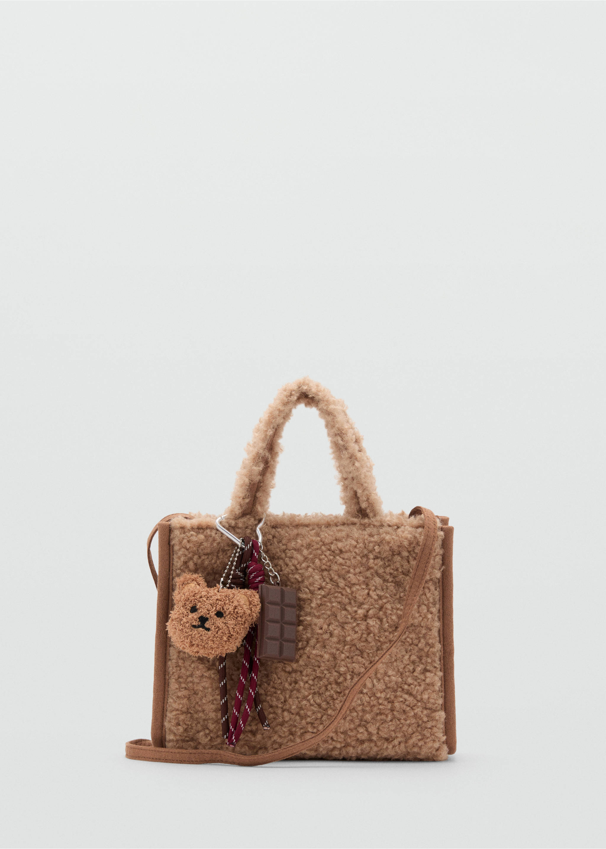 Shearling-effect bucket bag - Article without model, Medium Brown. Ref: 17016742-00.