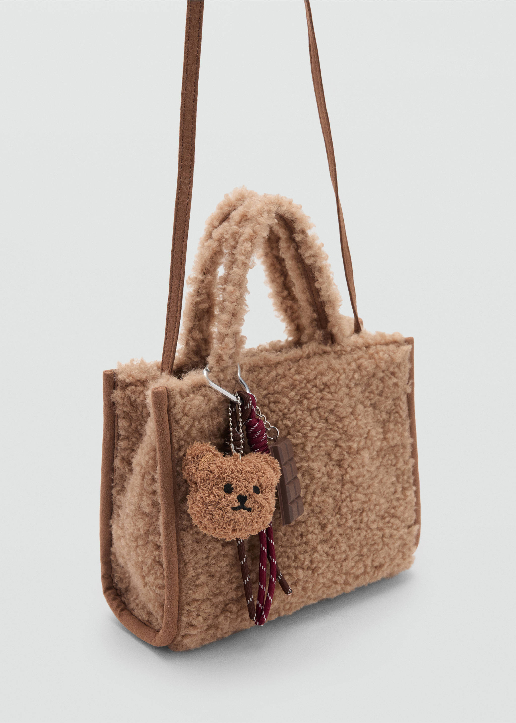 Shearling-effect bucket bag - Medium plane, Medium Brown. Ref: 17016742-00.