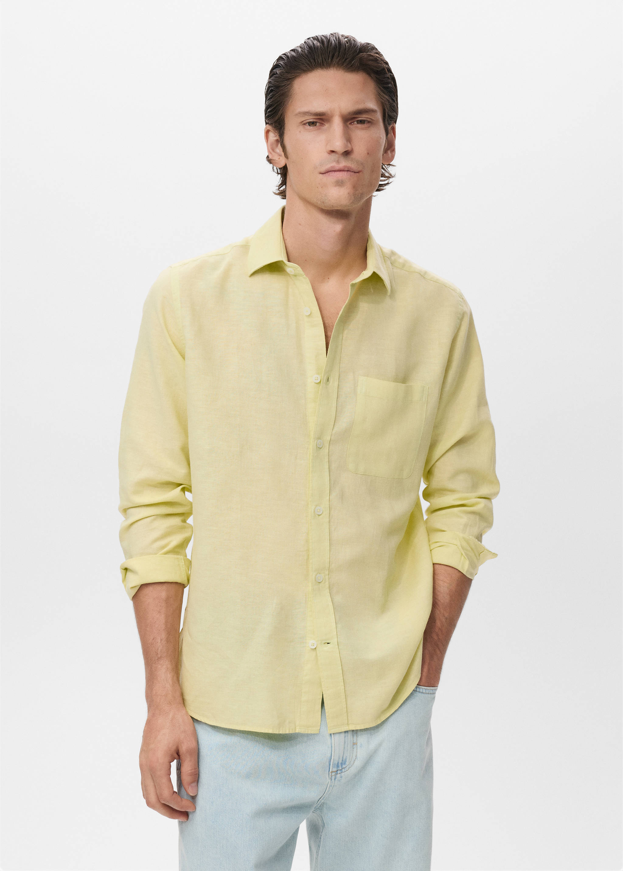 Pocket linen shirt - Medium plane