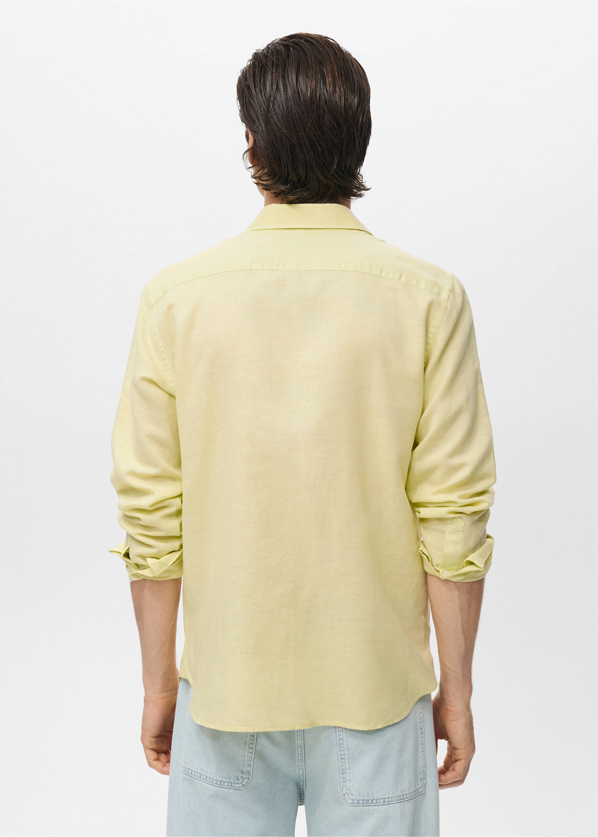Pocket linen shirt - Reverse of the article, Neon Yellow. Ref: 17016743-00.