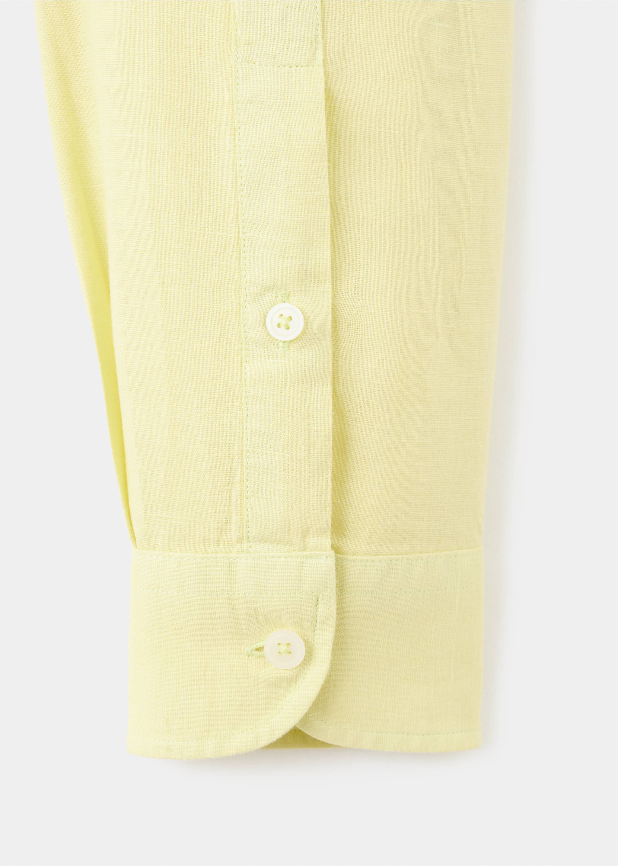 Pocket linen shirt - Details of the article 8, Neon Yellow. Ref: 17016743-00.