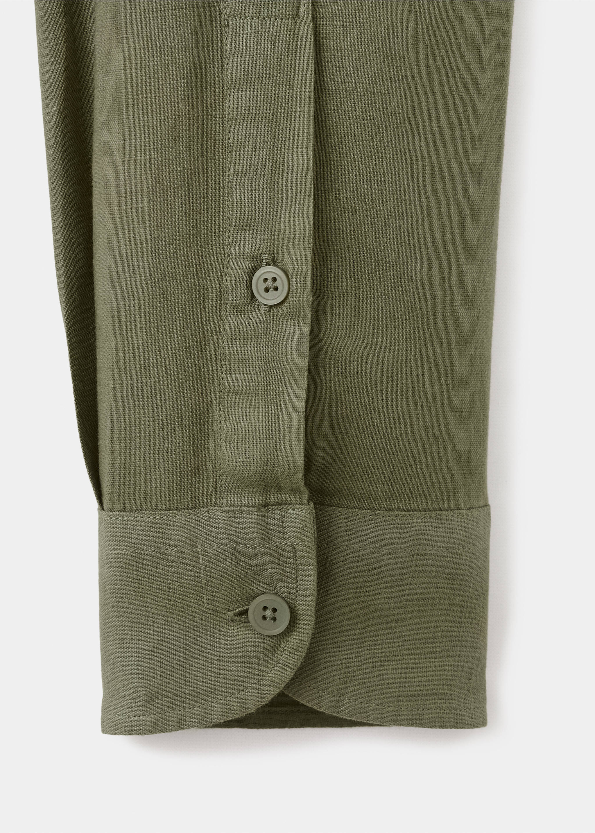 Pocket linen shirt - Details of the article 8, Dark Green. Ref: 17016743-00.