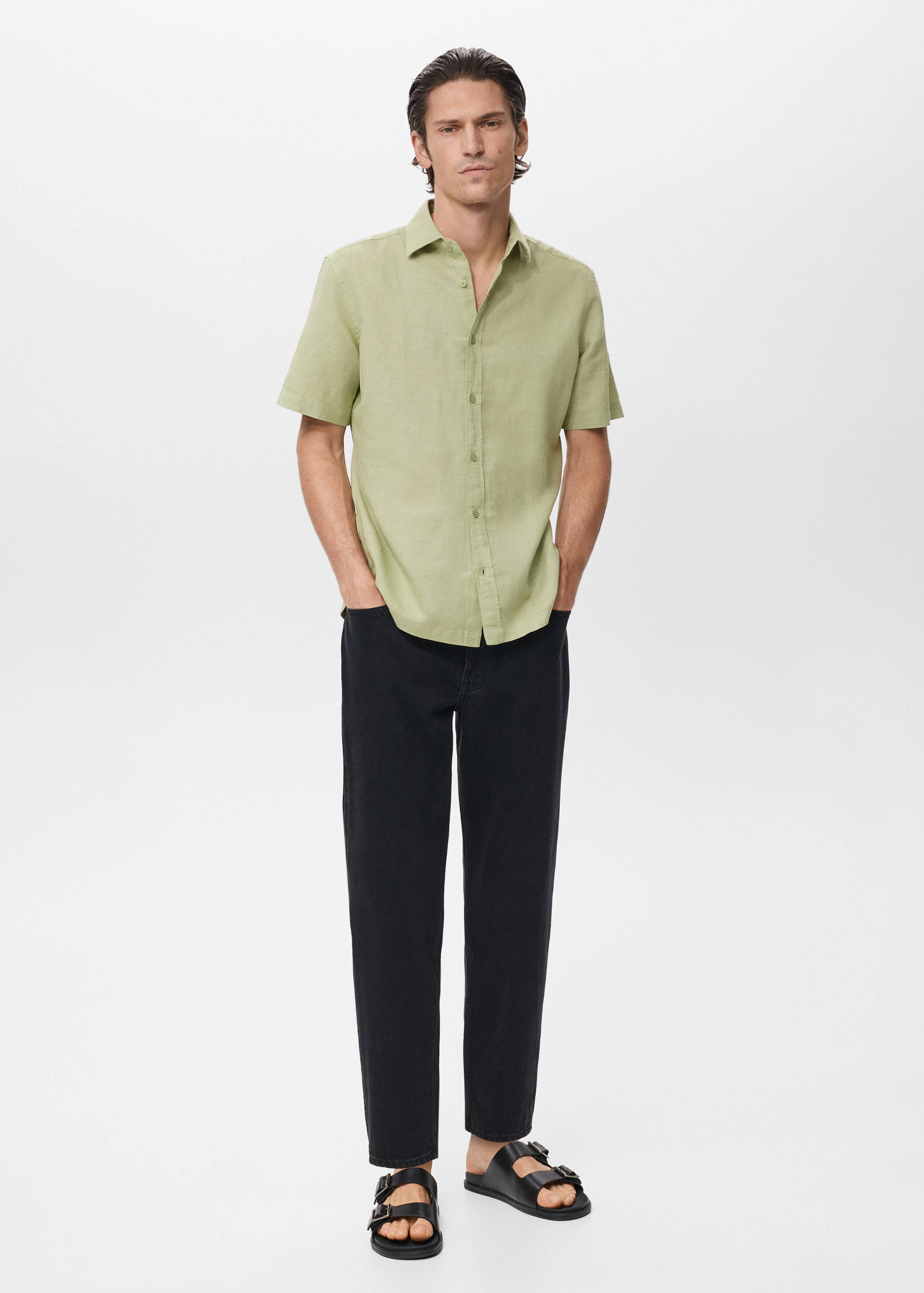 Short sleeve linen-blend shirt - General plane