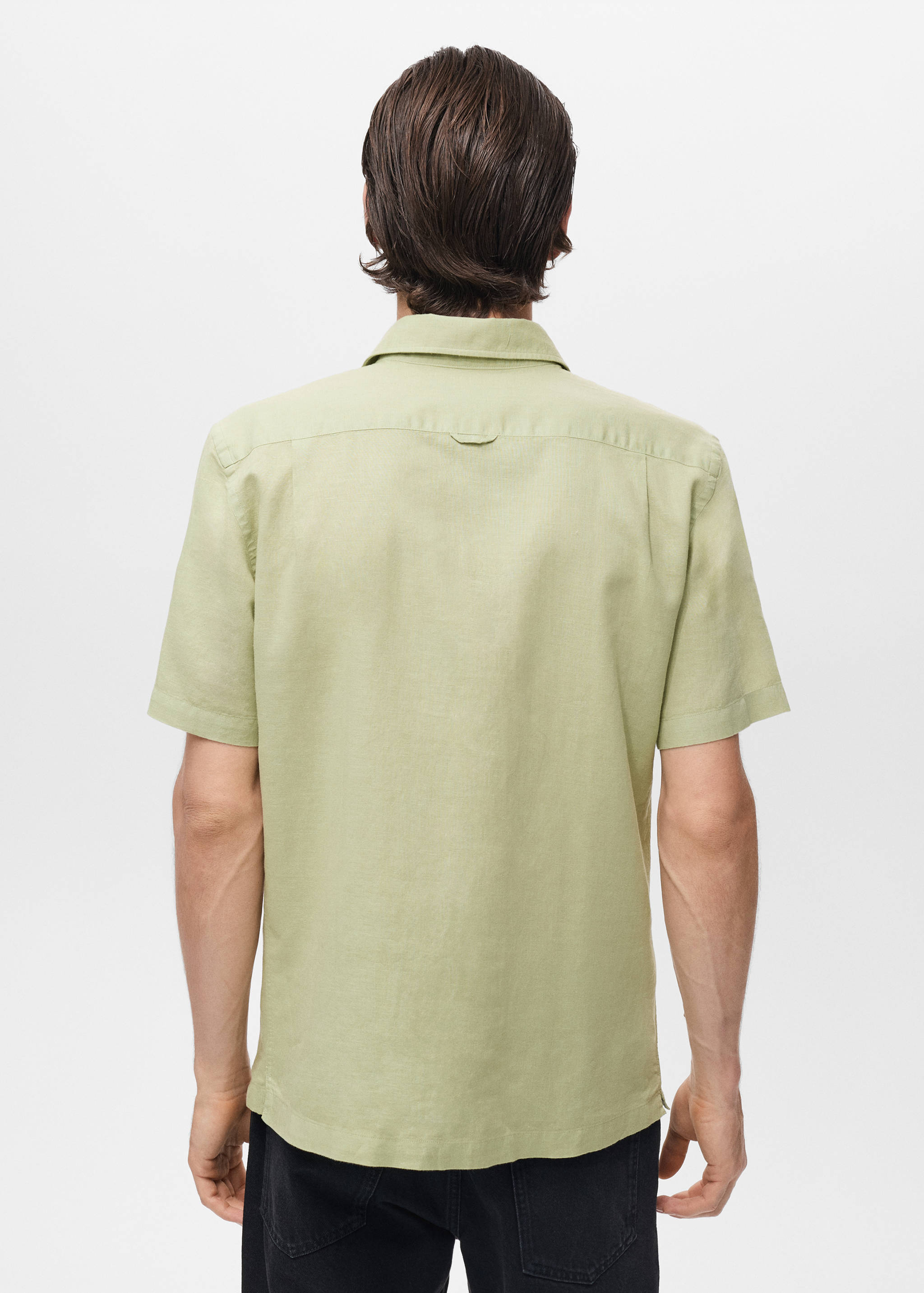 Short sleeve linen-blend shirt - Reverse of the article