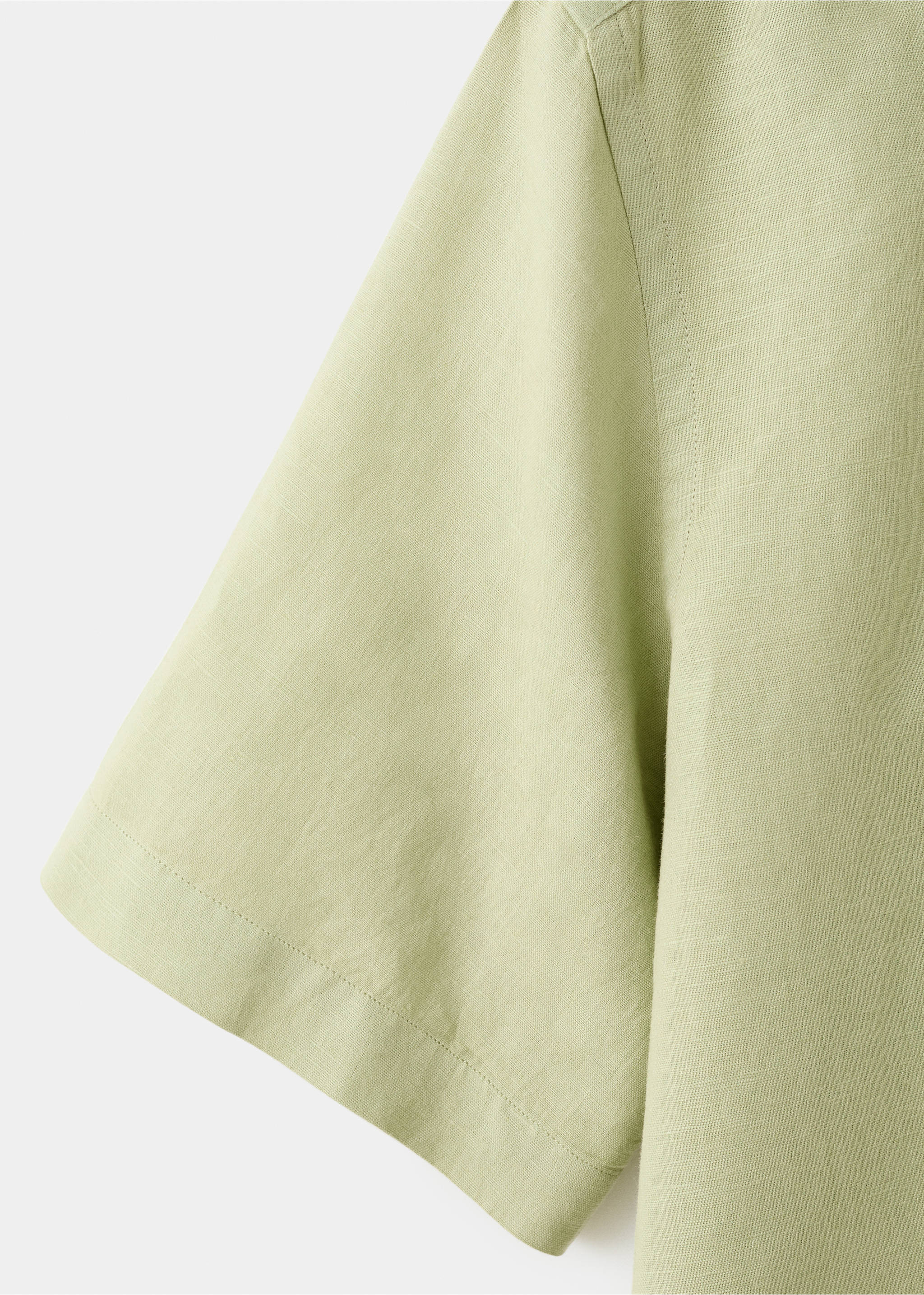 Short sleeve linen-blend shirt - Details of the article 0, Green Apple. Ref: 17016744-00.