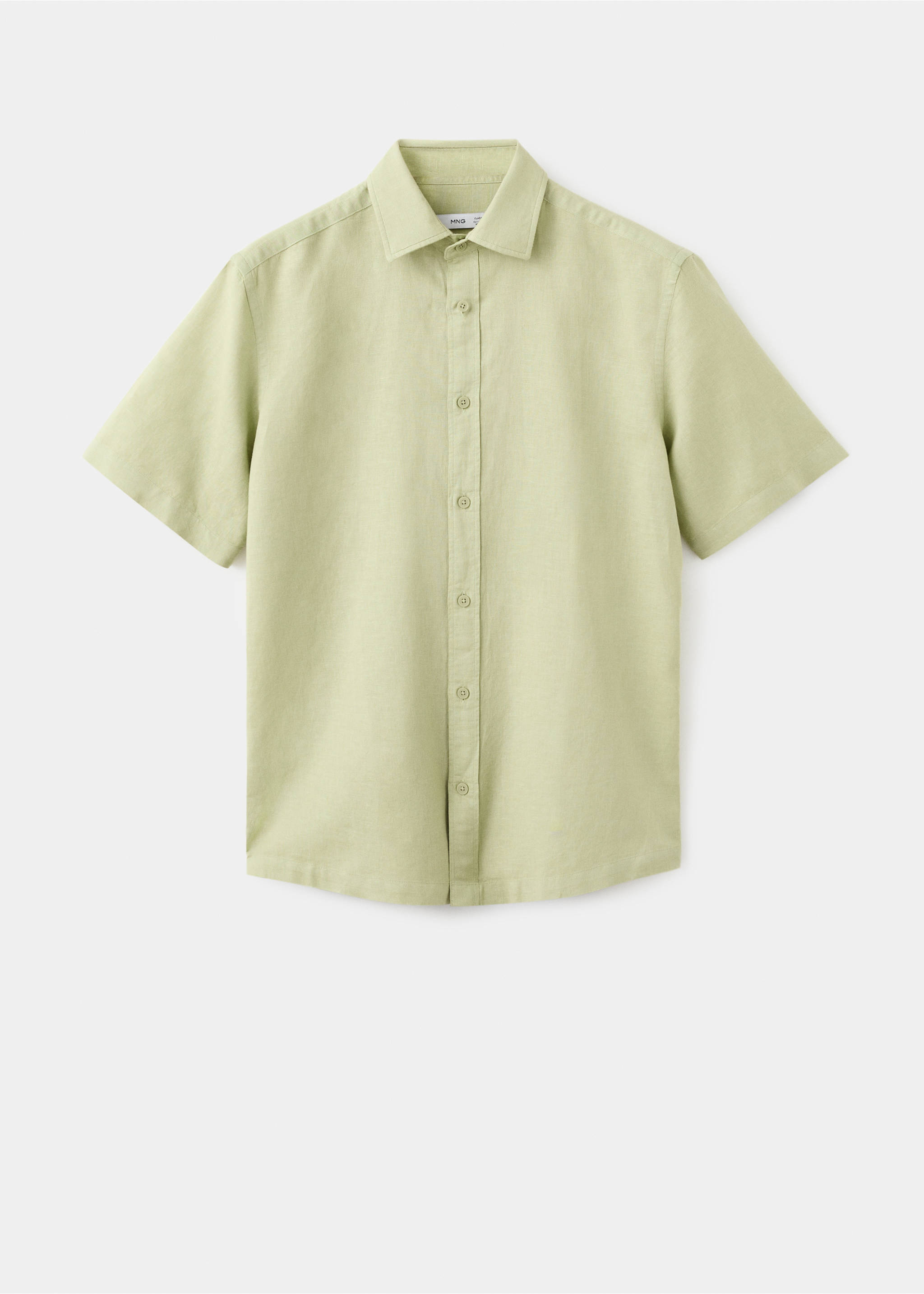 Short sleeve linen-blend shirt - Article without model, Green Apple. Ref: 17016744-00.