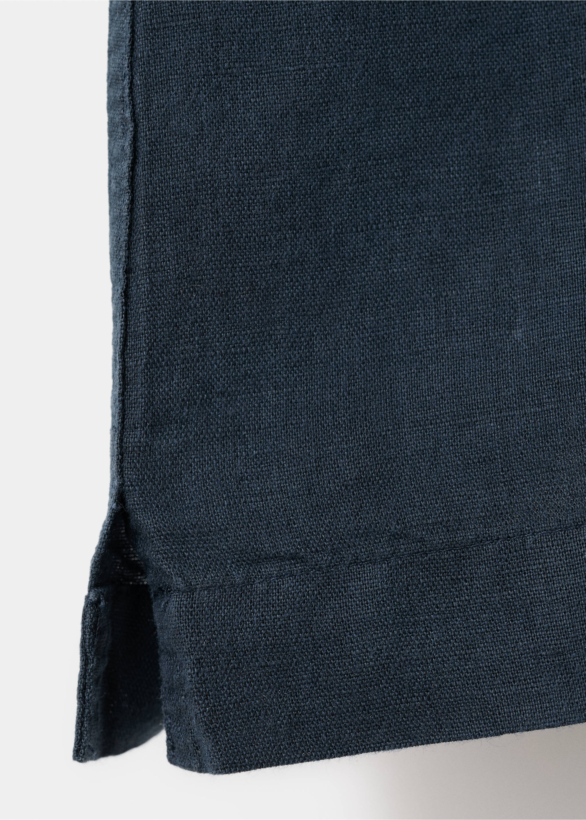 Short sleeve linen-blend shirt - Details of the article 0, Navy. Ref: 17016744-00.