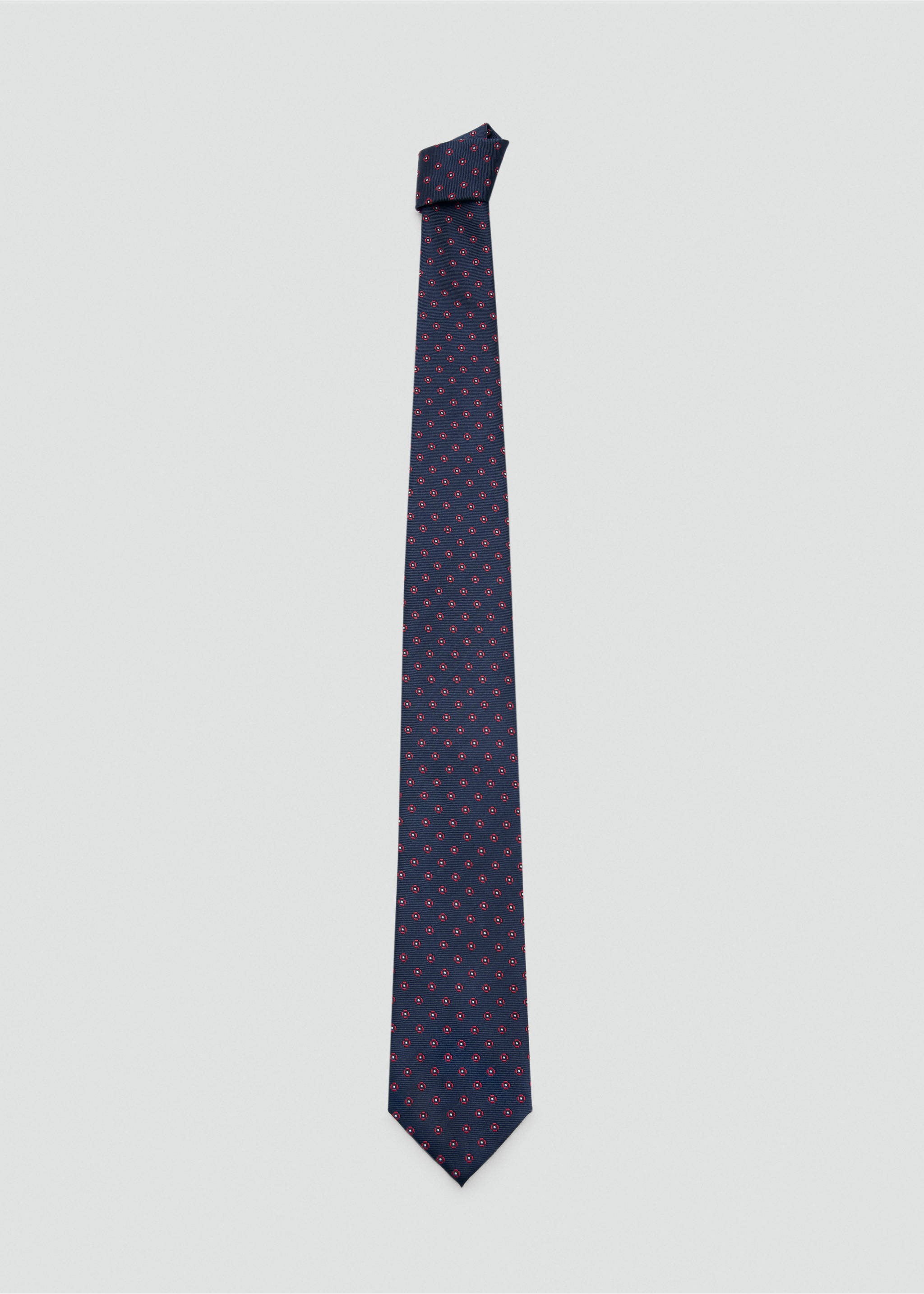 Flower patterned silk tie - Article without model, Navy. Ref: 17016749-00.