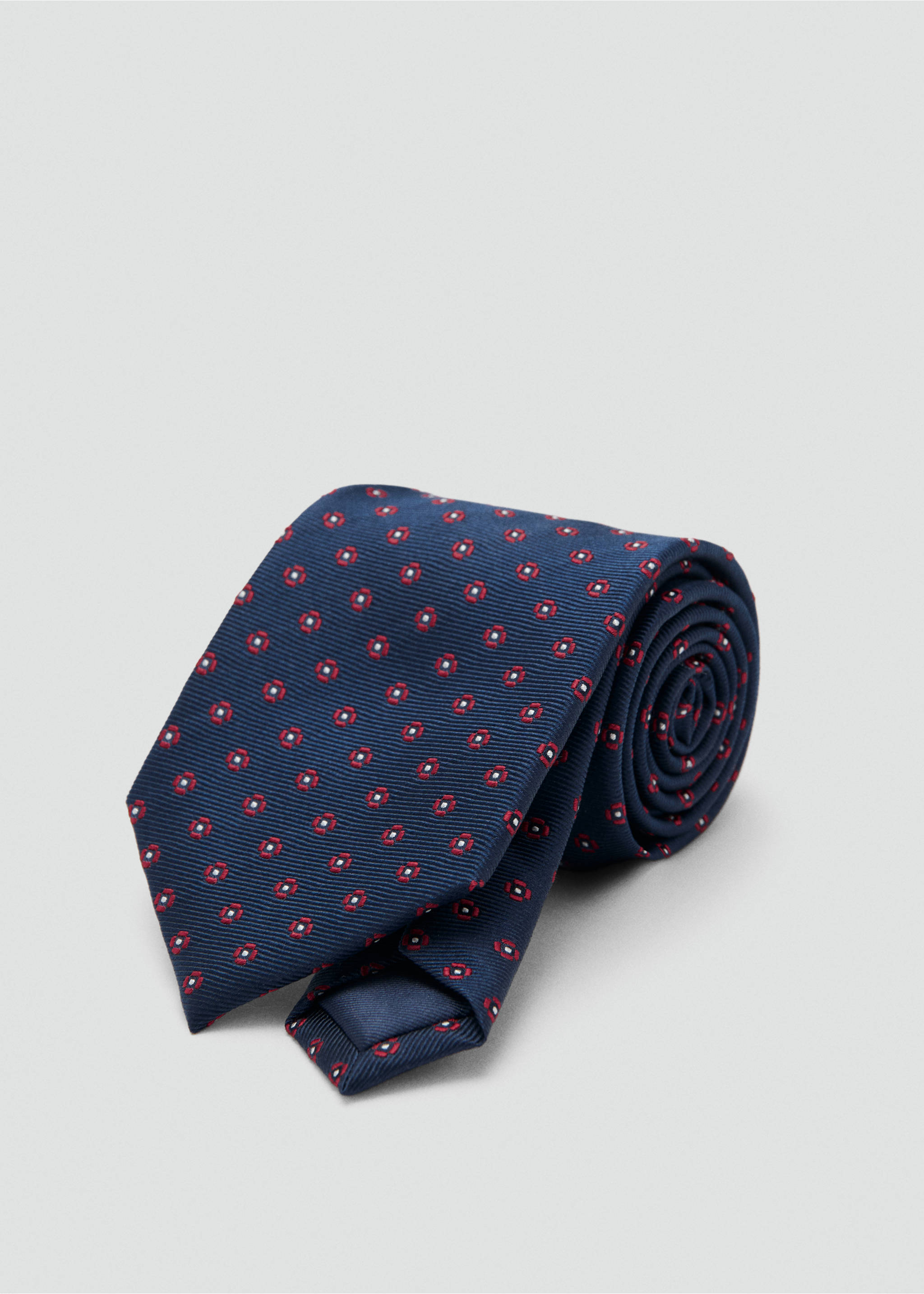 Flower patterned silk tie - Medium plane, Navy. Ref: 17016749-00.