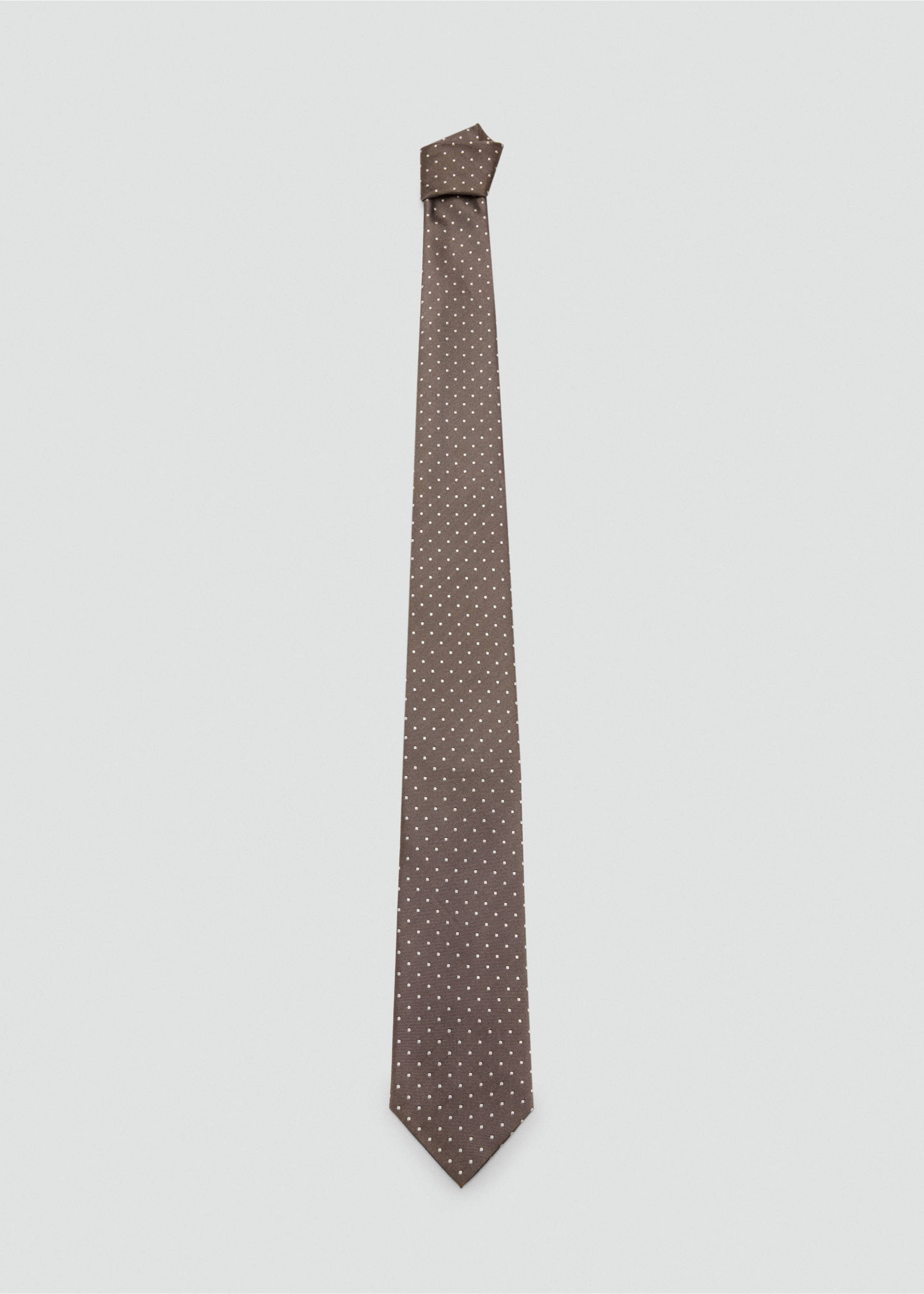 Polka-dot silk tie - Article without model, Medium Brown. Ref: 17016750-00.