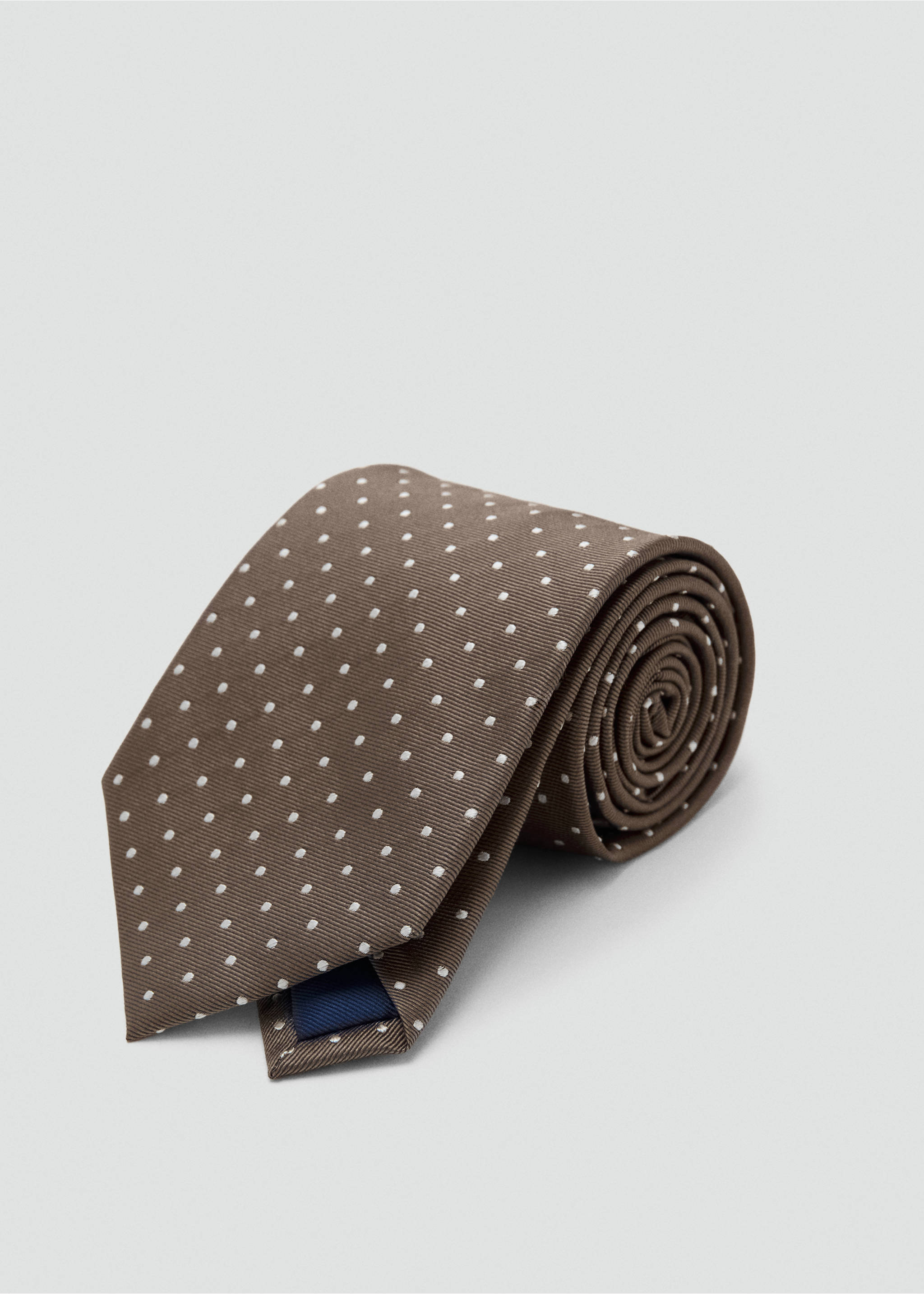 Polka-dot silk tie - Medium plane, Medium Brown. Ref: 17016750-00.