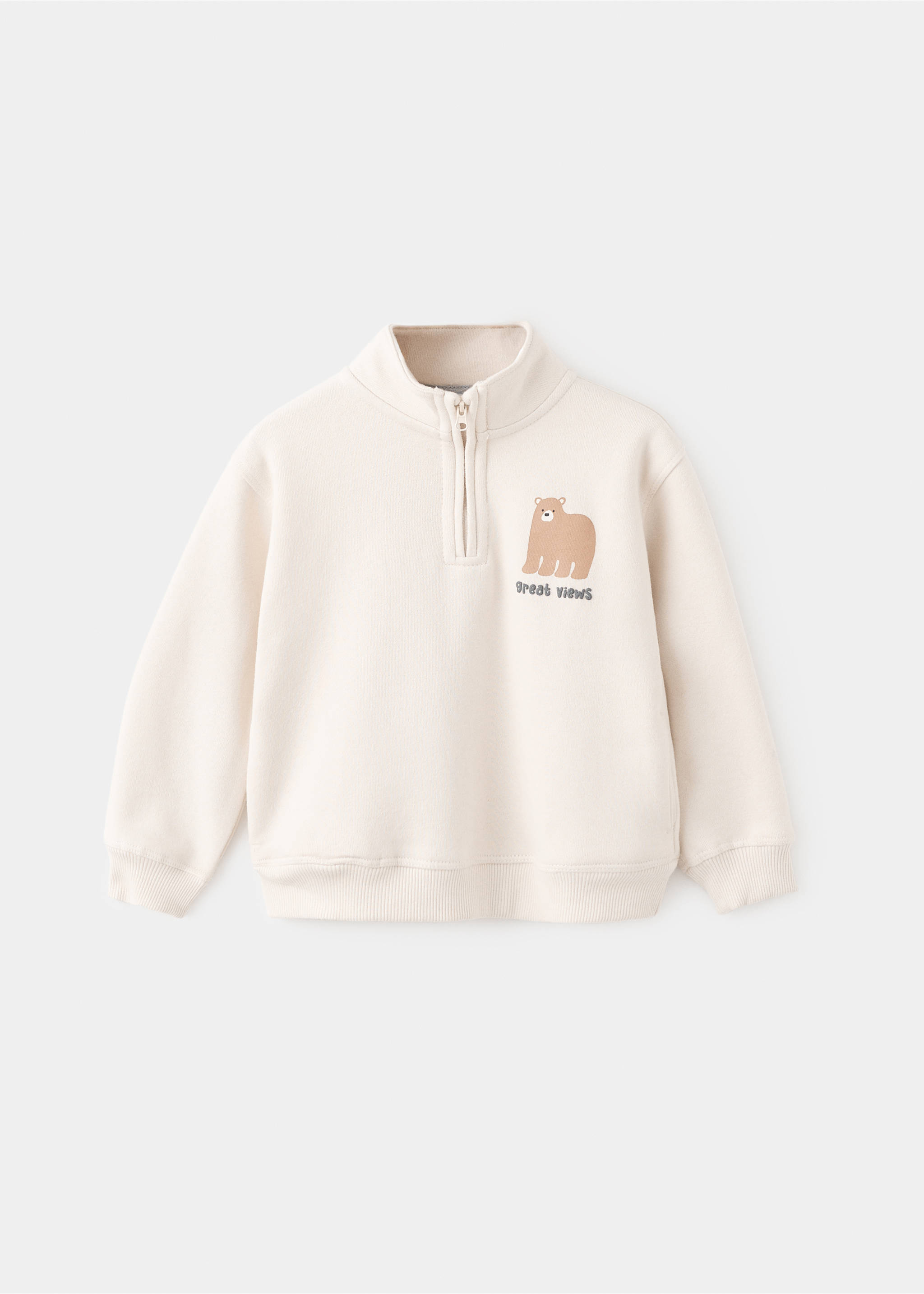 Bear print sweatshirt - Article without model, Ice Grey. Ref: 17017139-00.