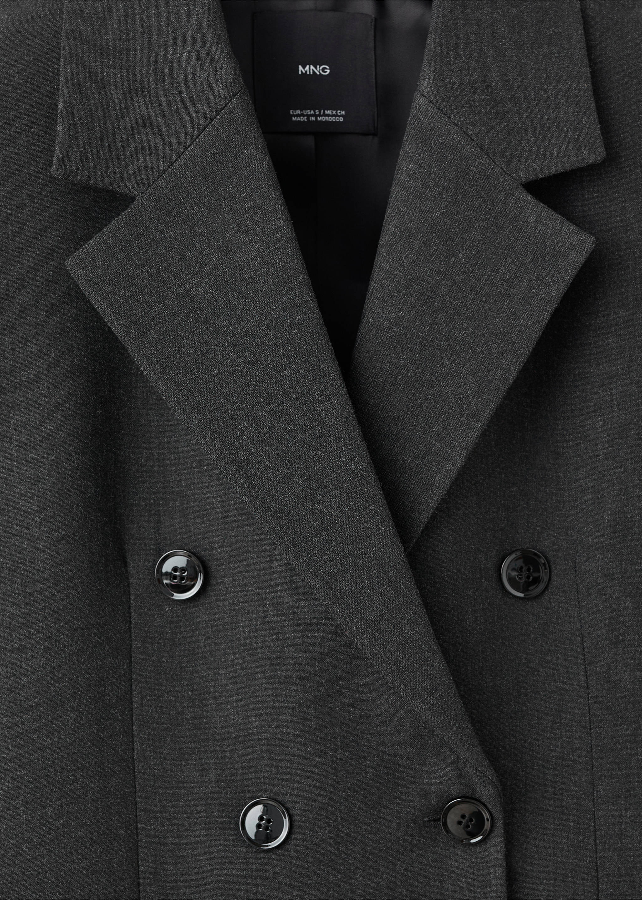 Double-breasted suit jacket - Details of the article 8, Grey. Ref: 17017141-00.