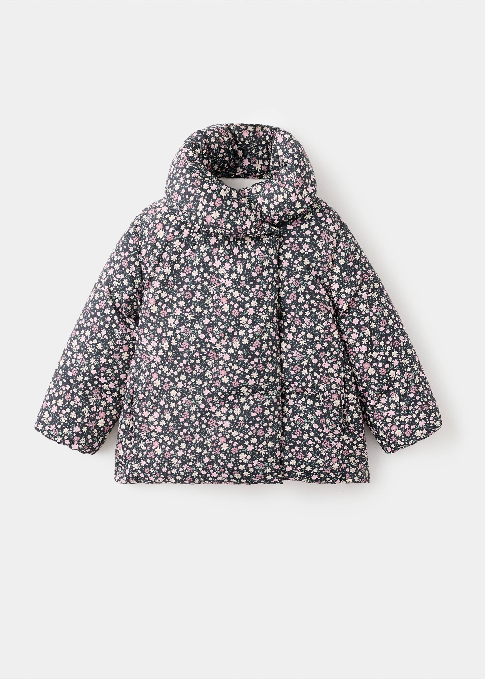 Kunstfellanorak mit Blumenmuster - Artikel ohne Model, Schwarz. Ref: 17017768-00.