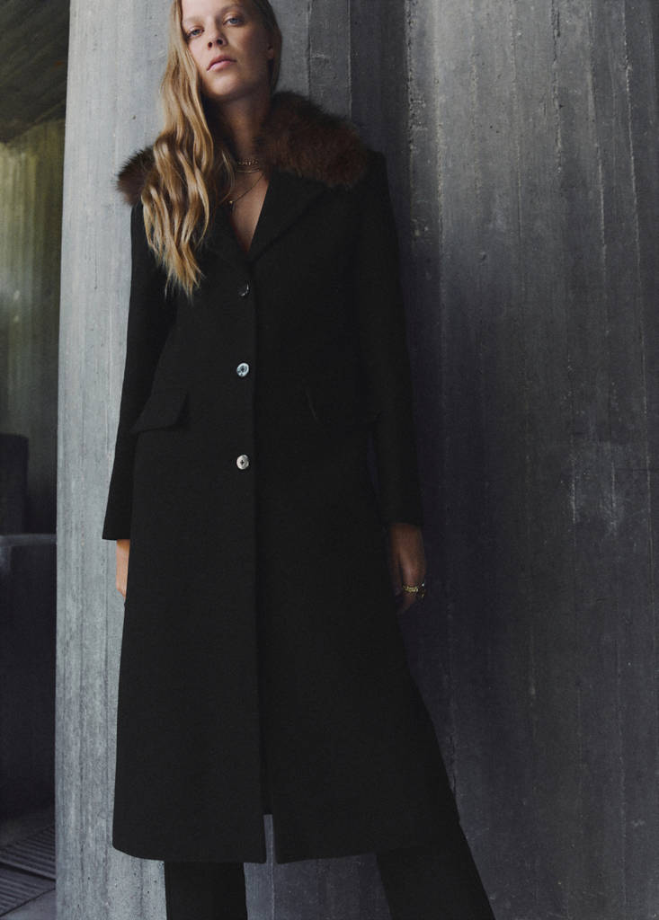 Wool coat with fur collar - Women | MANGO OUTLET USA