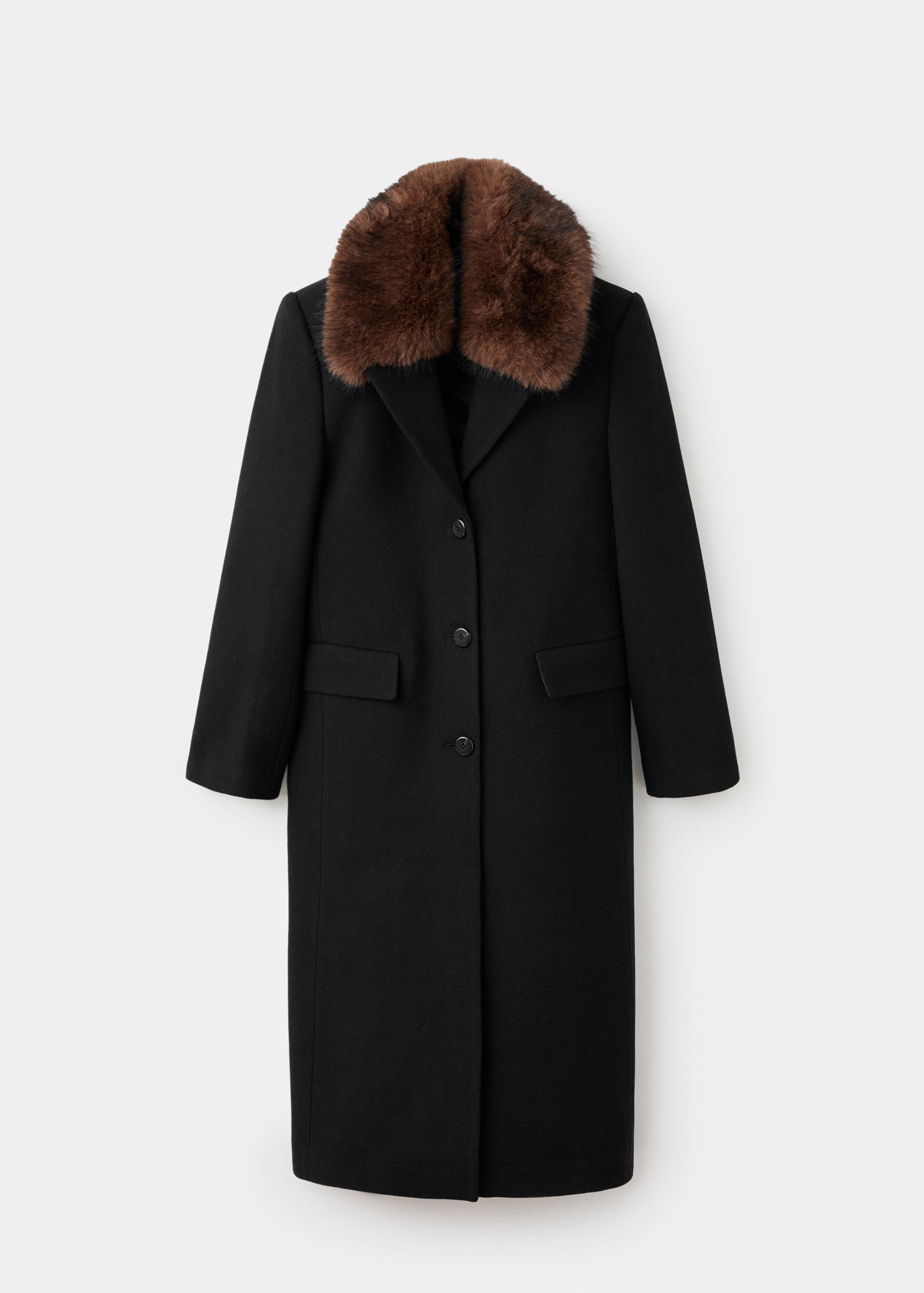 Manteau laine col imitation fourrure - Article sans modèle