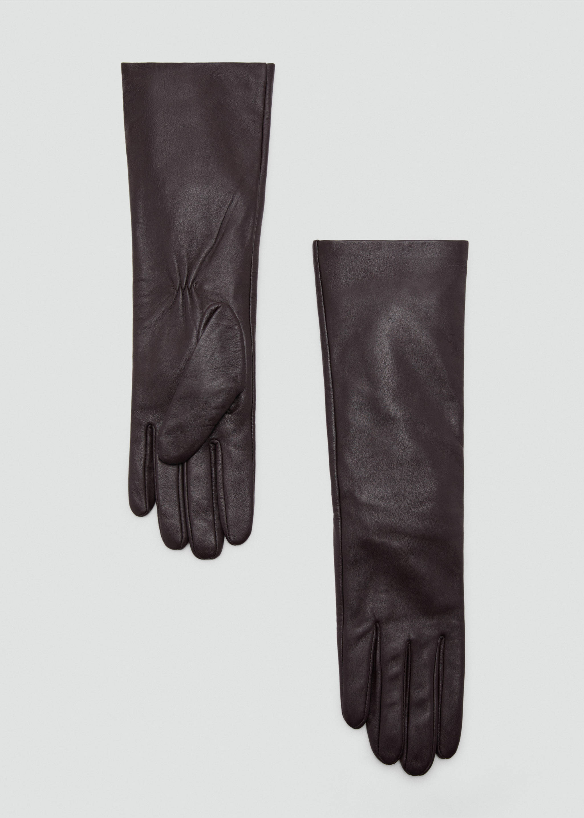 Gants longs en cuir - Article sans modèle, Chocolat. Ref: 17017772-00.