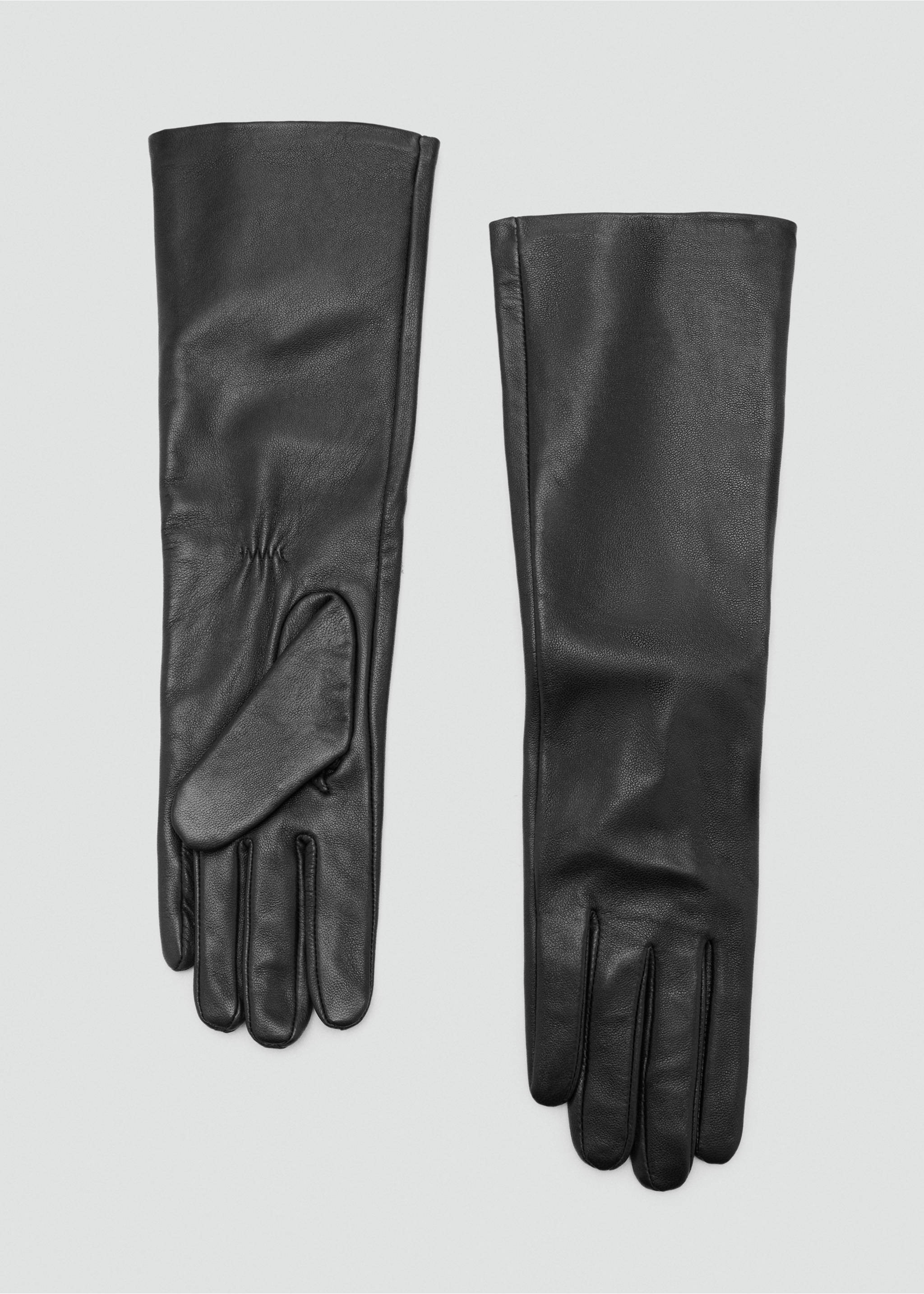 Leather long gloves - Article without model, Black. Ref: 17017772-00.