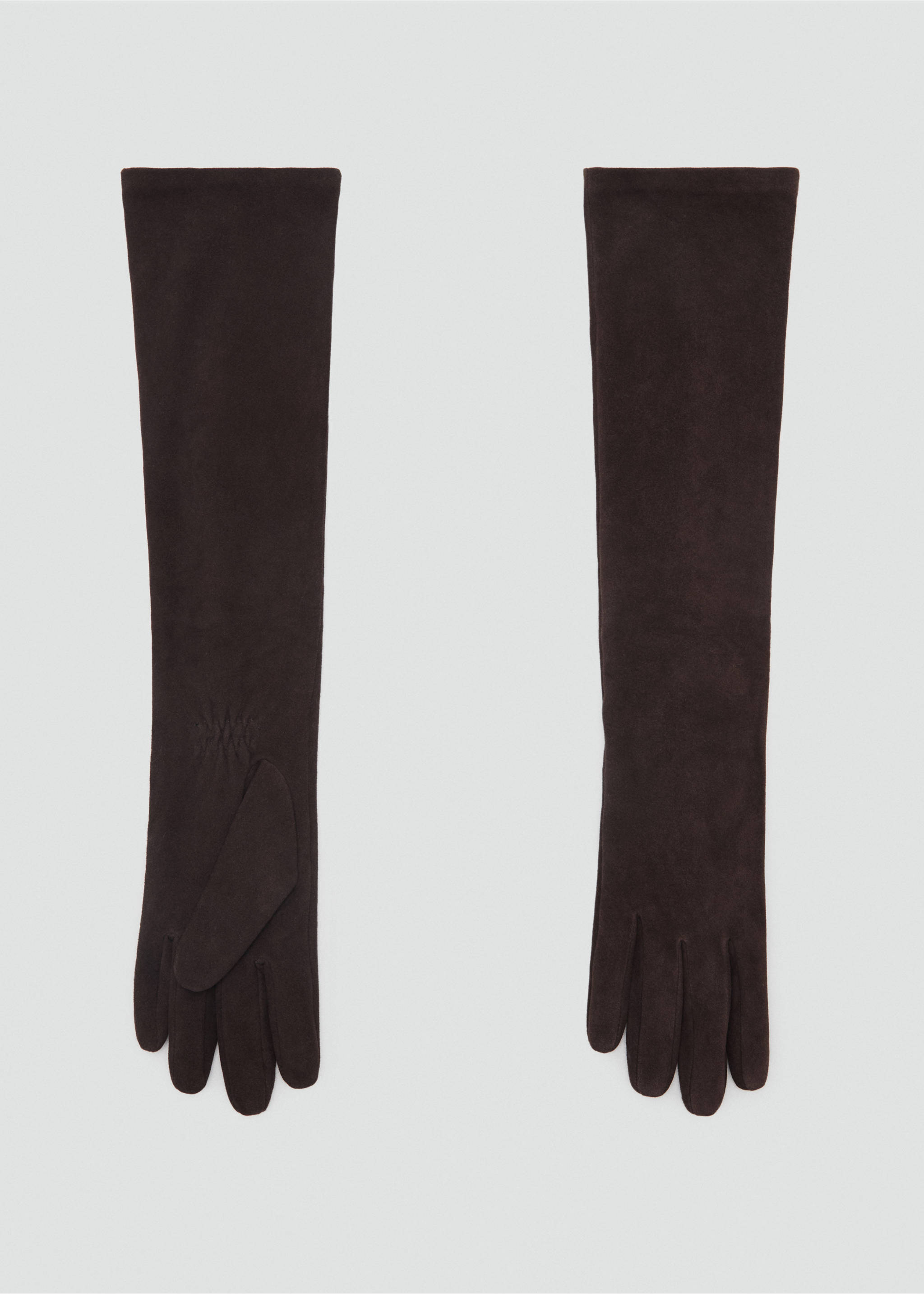 Gants longs 100 % daim - Article sans modèle, Chocolat. Ref: 17017775-00.