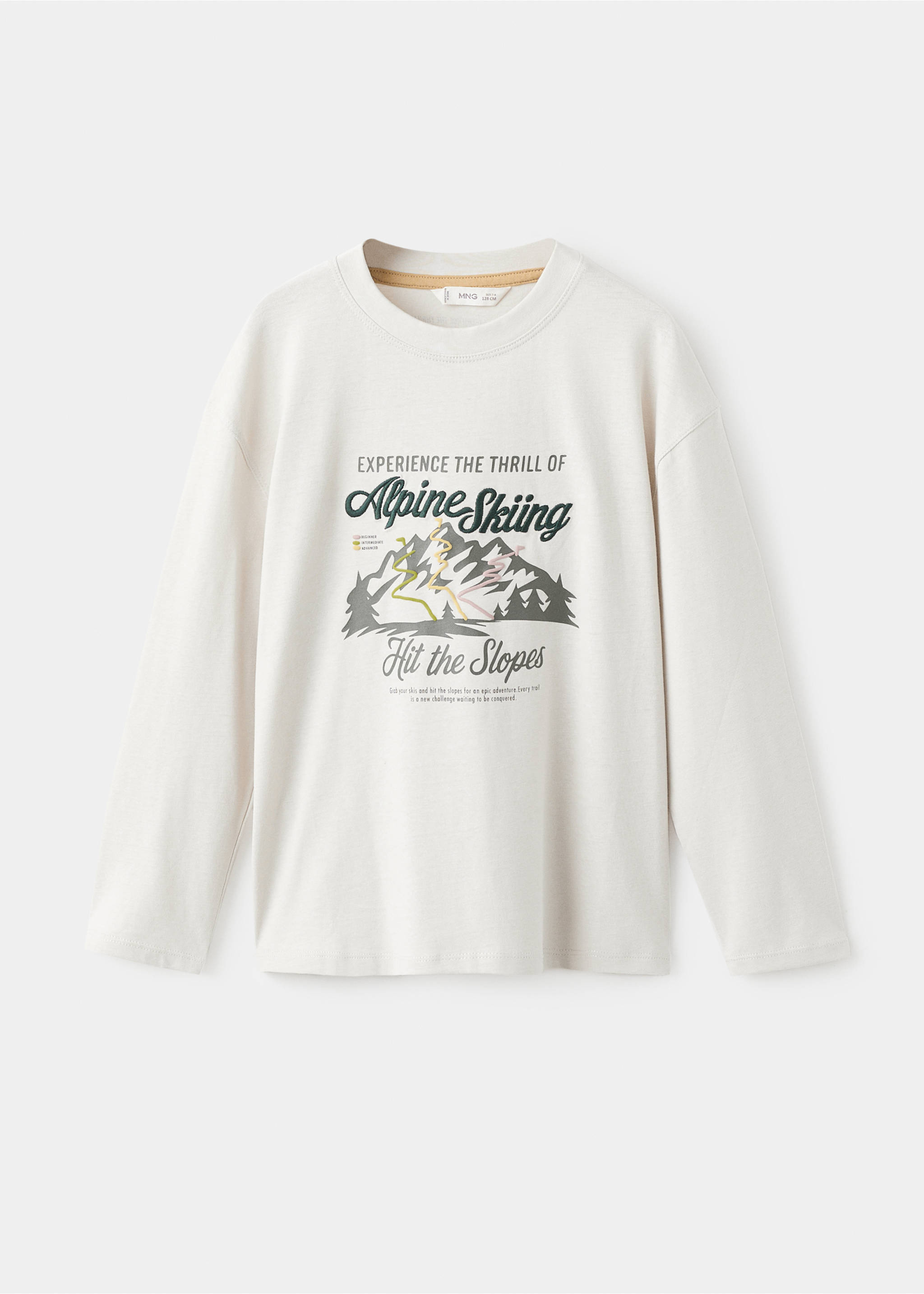 Embroidered printed T-shirt - Article without model, Ice Grey. Ref: 17017777-00.