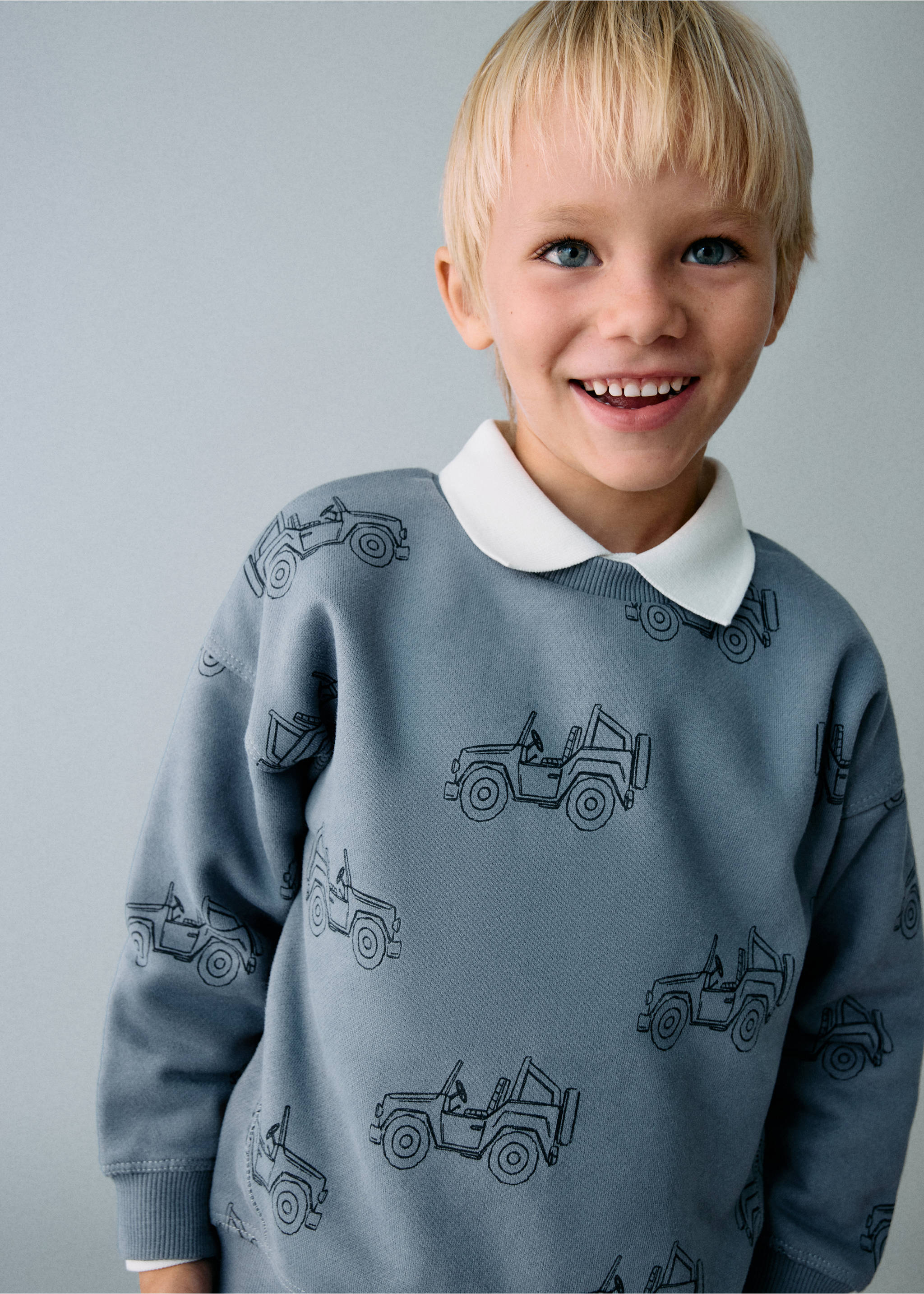 Printed cotton sweatshirt - Medium plane, Blue. Ref: 17017780-00.