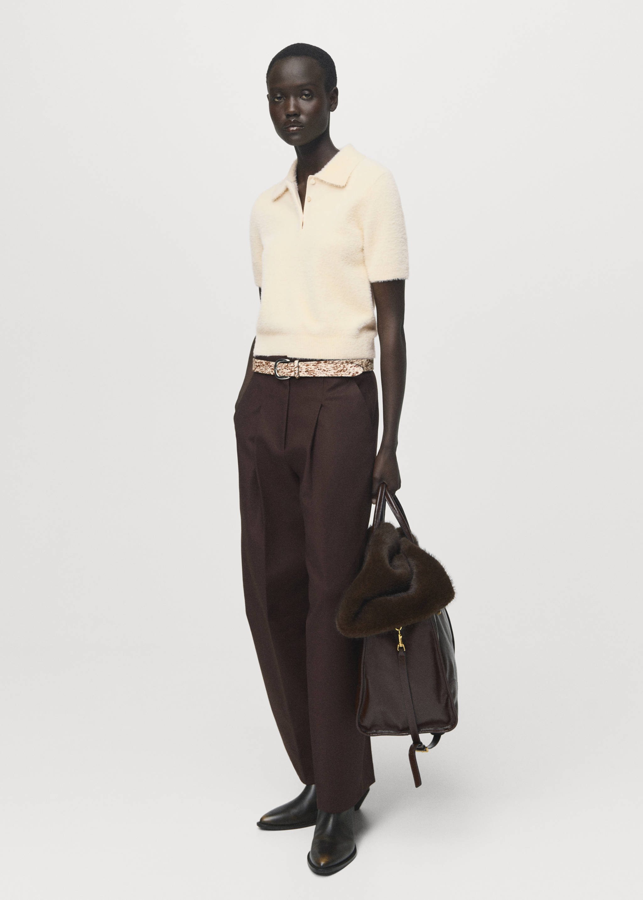 Poloshirt mit Pelzeffekt - Allgemeine Ansicht