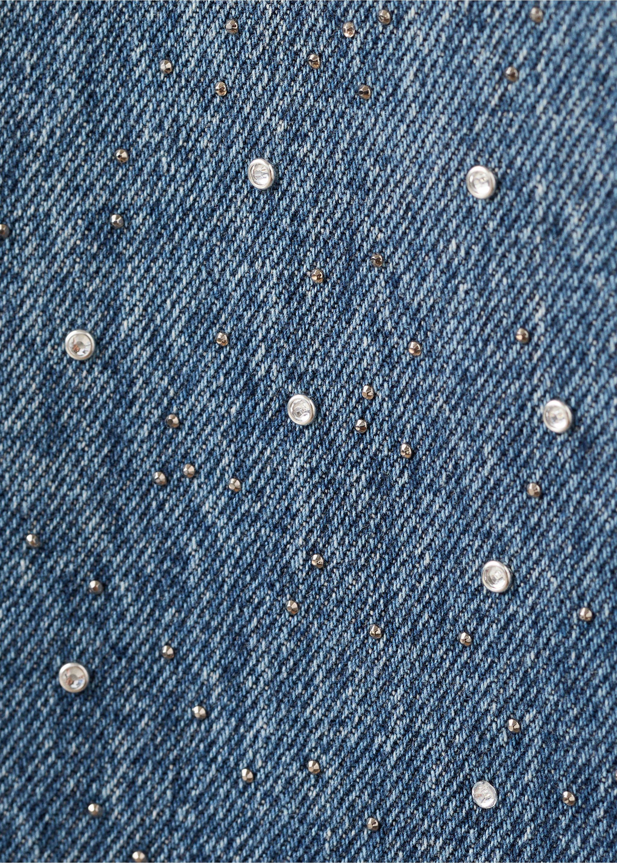 Wide leg jeans with rhinestones - Details of the article 8, Medium Blue. Ref: 17017822-00.