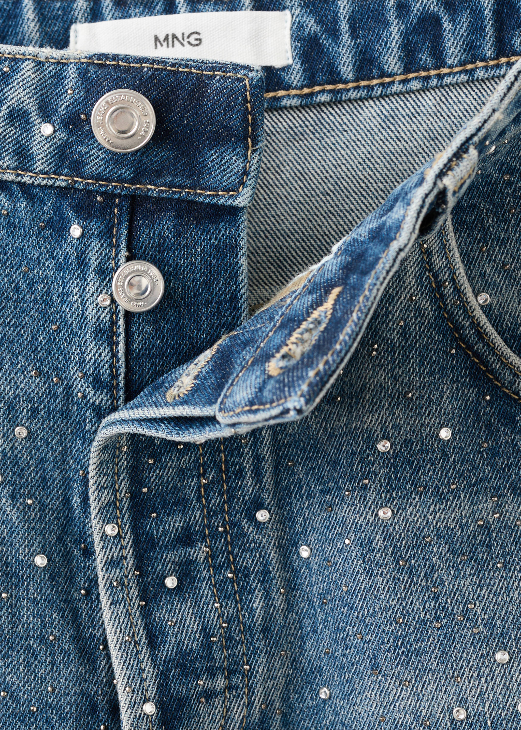 Wide leg jeans with rhinestones - Details of the article 0, Medium Blue. Ref: 17017822-00.
