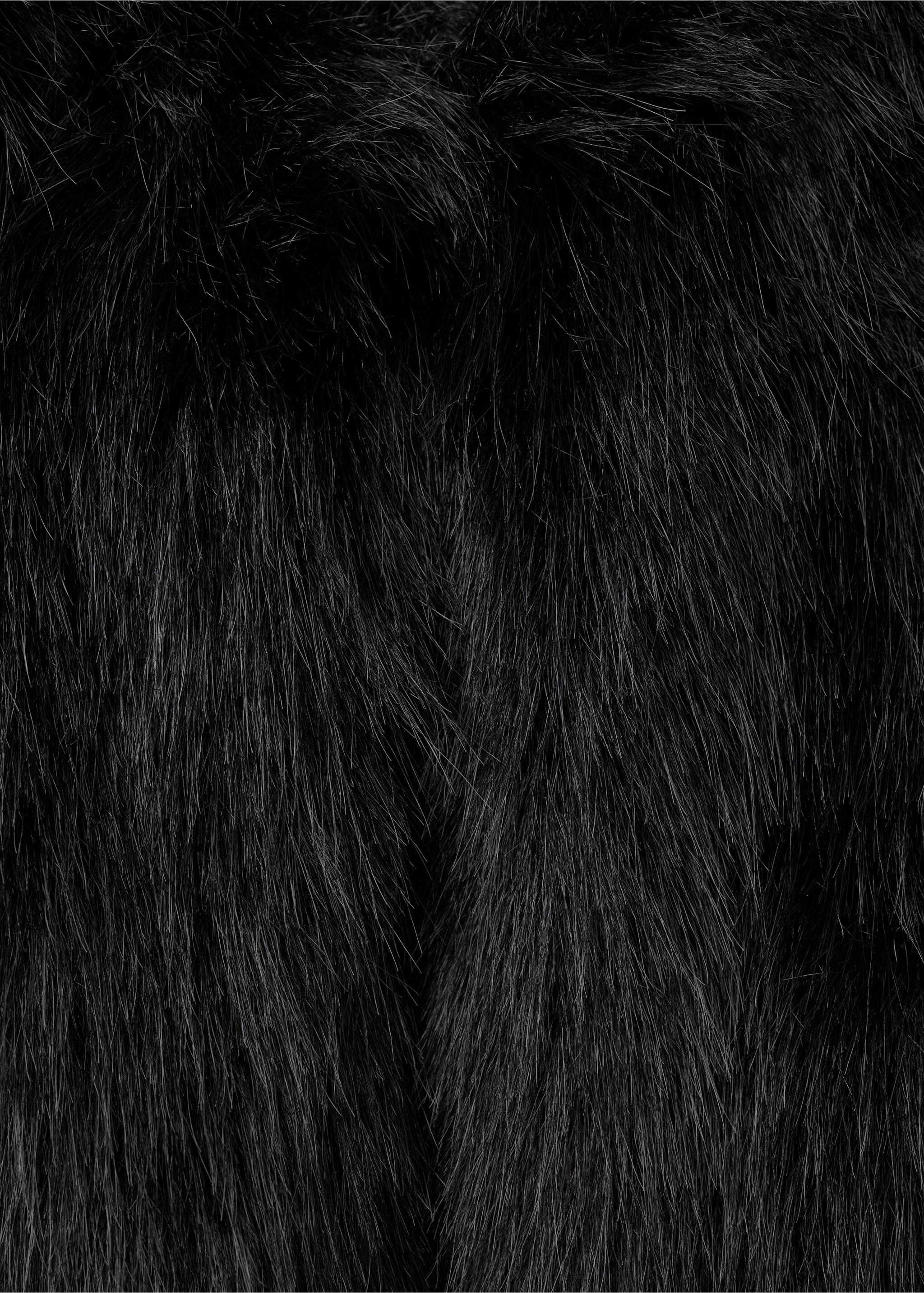 Fur-effect cape gilet - Details of the article 8, Black. Ref: 17017883-00.