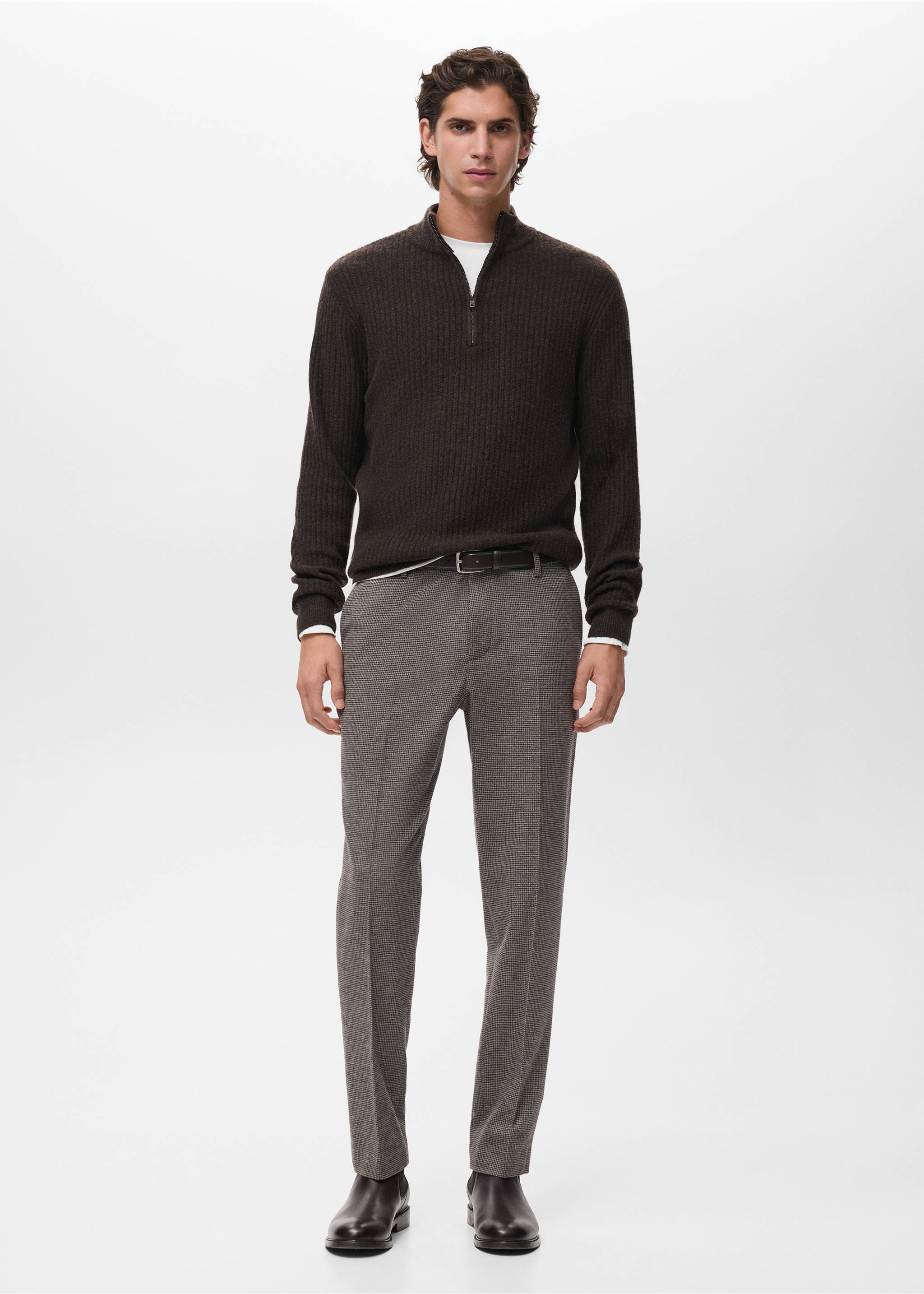 Slim-fit flannel trousers - General plane, Brown. Ref: 17017886-00.