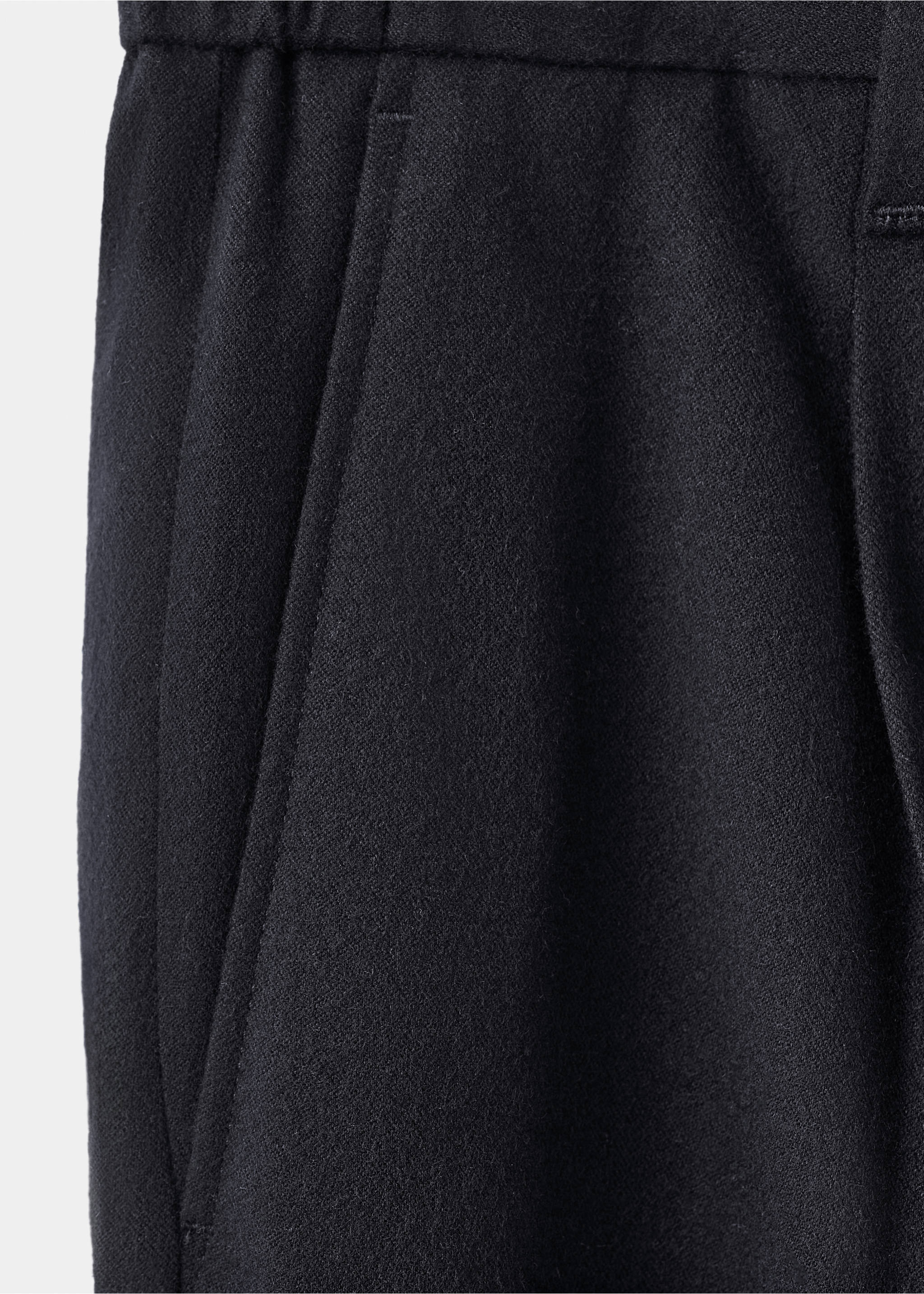 Regular-fit pleated flannel trousers - Details of the article 0, Navy. Ref: 17017888-00.