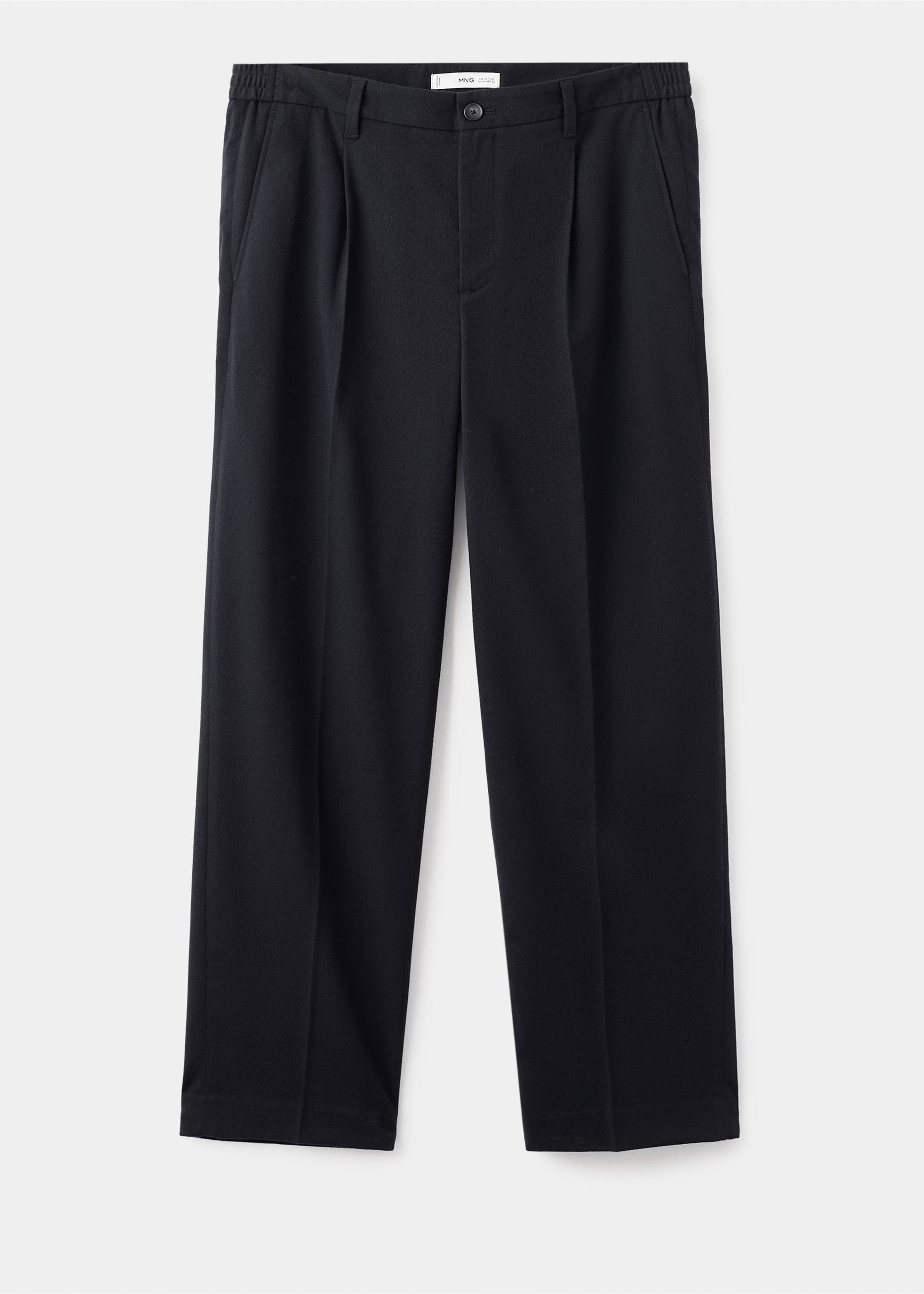 Regular-fit pleated flannel trousers - Article without model, Navy. Ref: 17017888-00.
