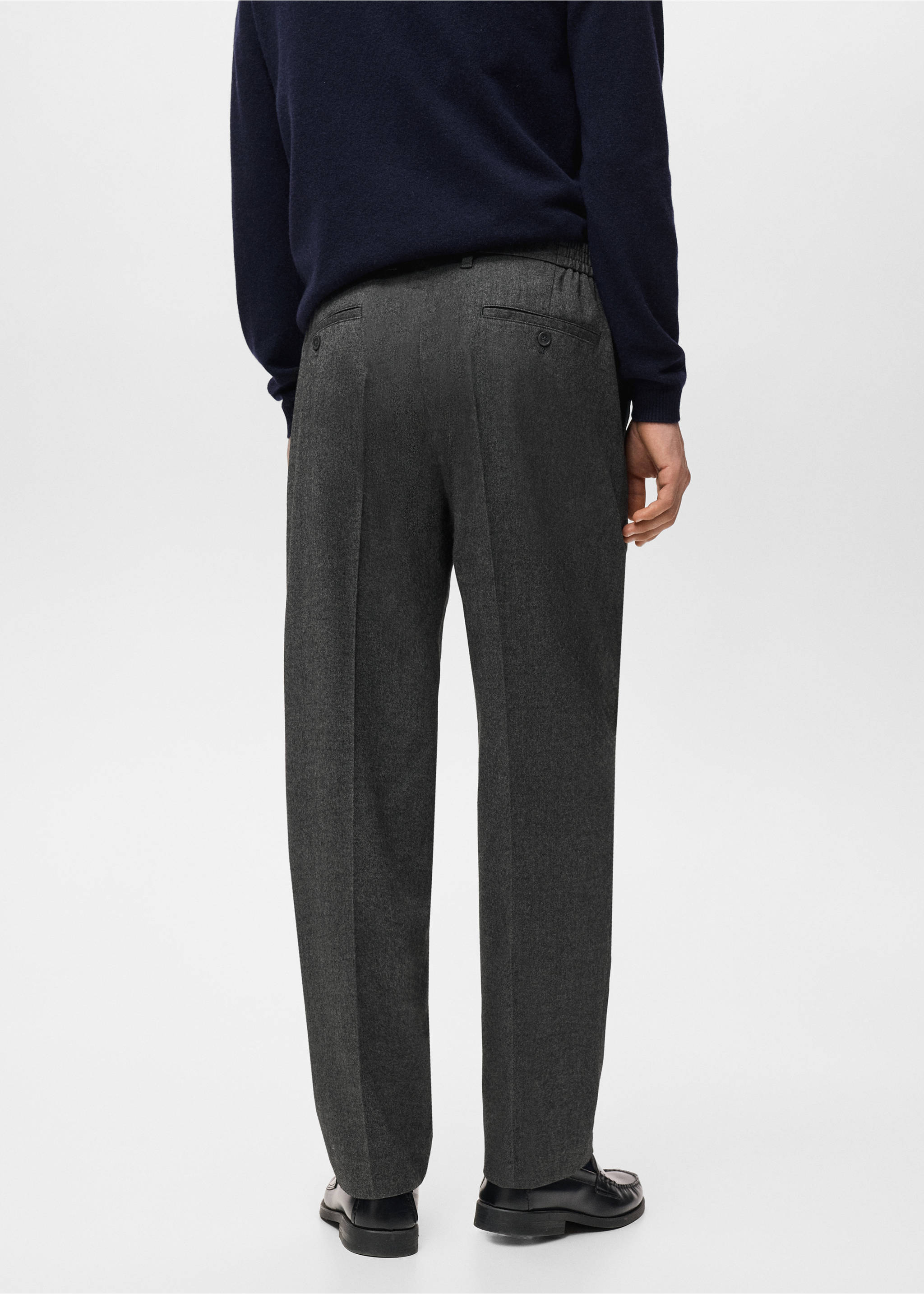 Regular-fit pleated flannel trousers - Reverse of the article, Dark Heather Grey. Ref: 17017888-00.