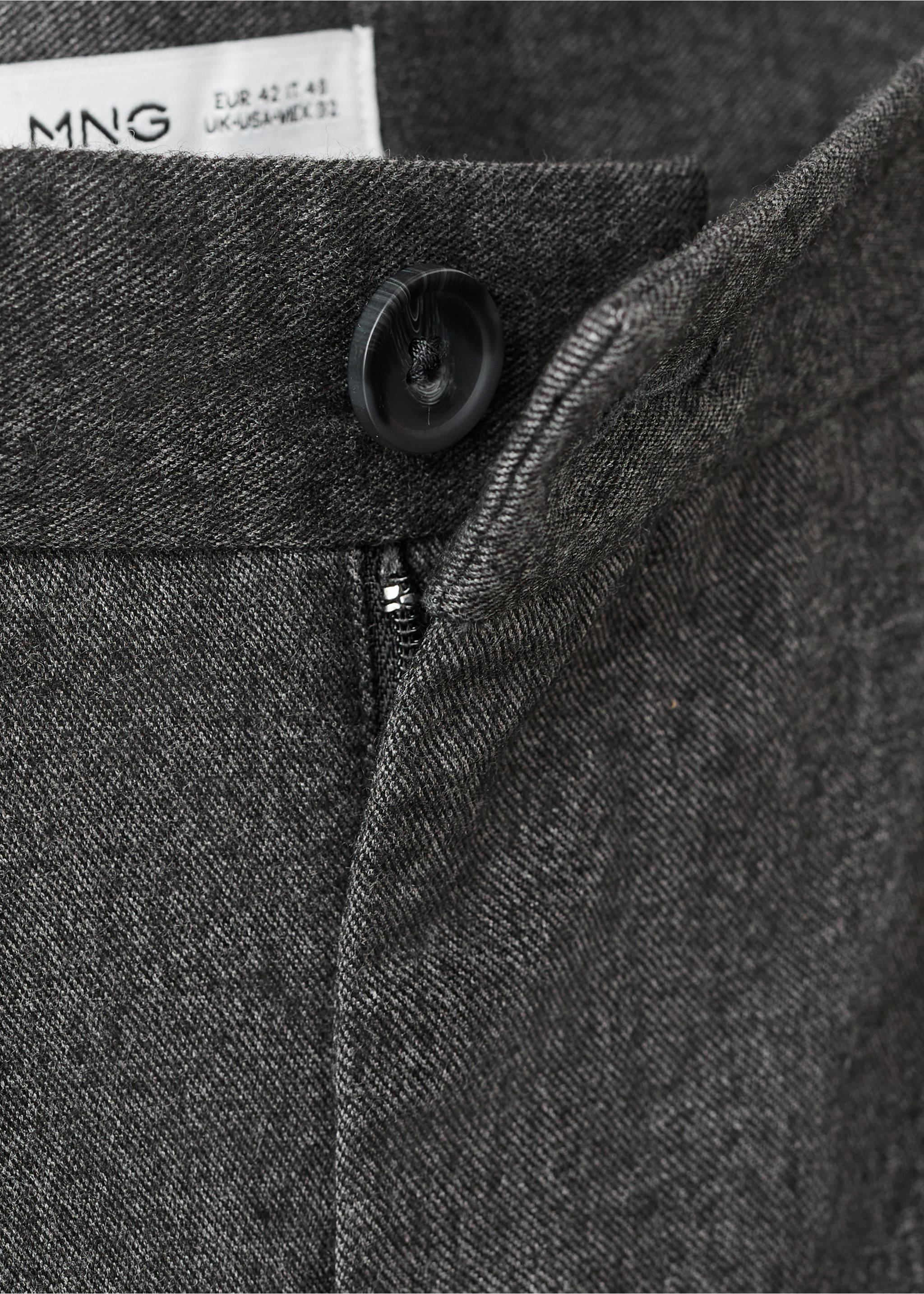 Regular-fit pleated flannel trousers - Details of the article 8, Dark Heather Grey. Ref: 17017888-00.
