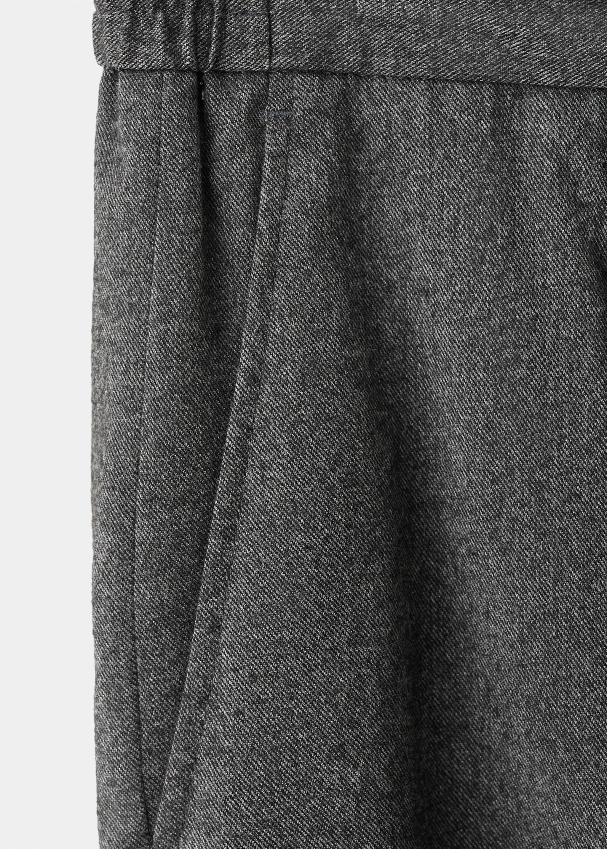 Regular-fit pleated flannel trousers - Details of the article 0, Dark Heather Grey. Ref: 17017888-00.