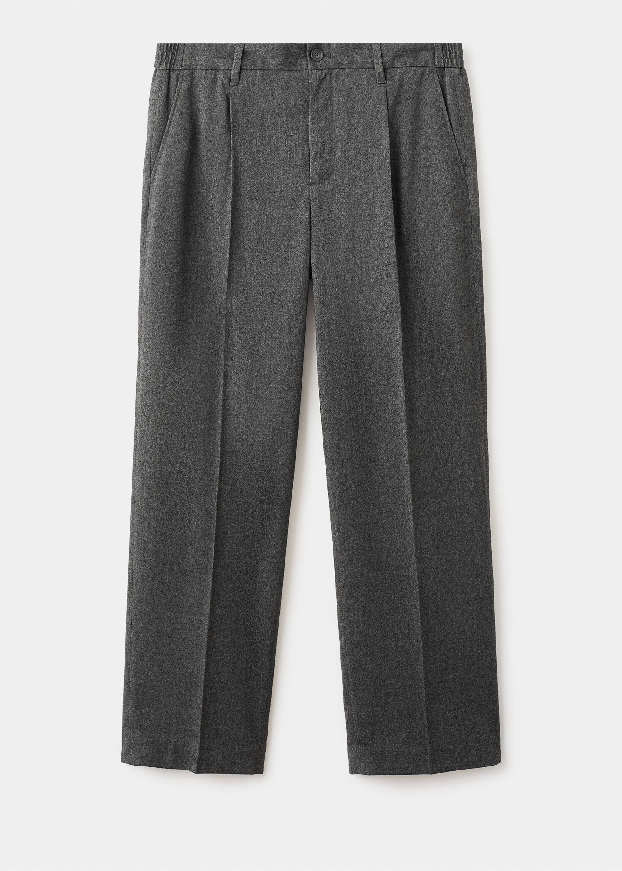 Regular-fit pleated flannel trousers - Article without model, Dark Heather Grey. Ref: 17017888-00.