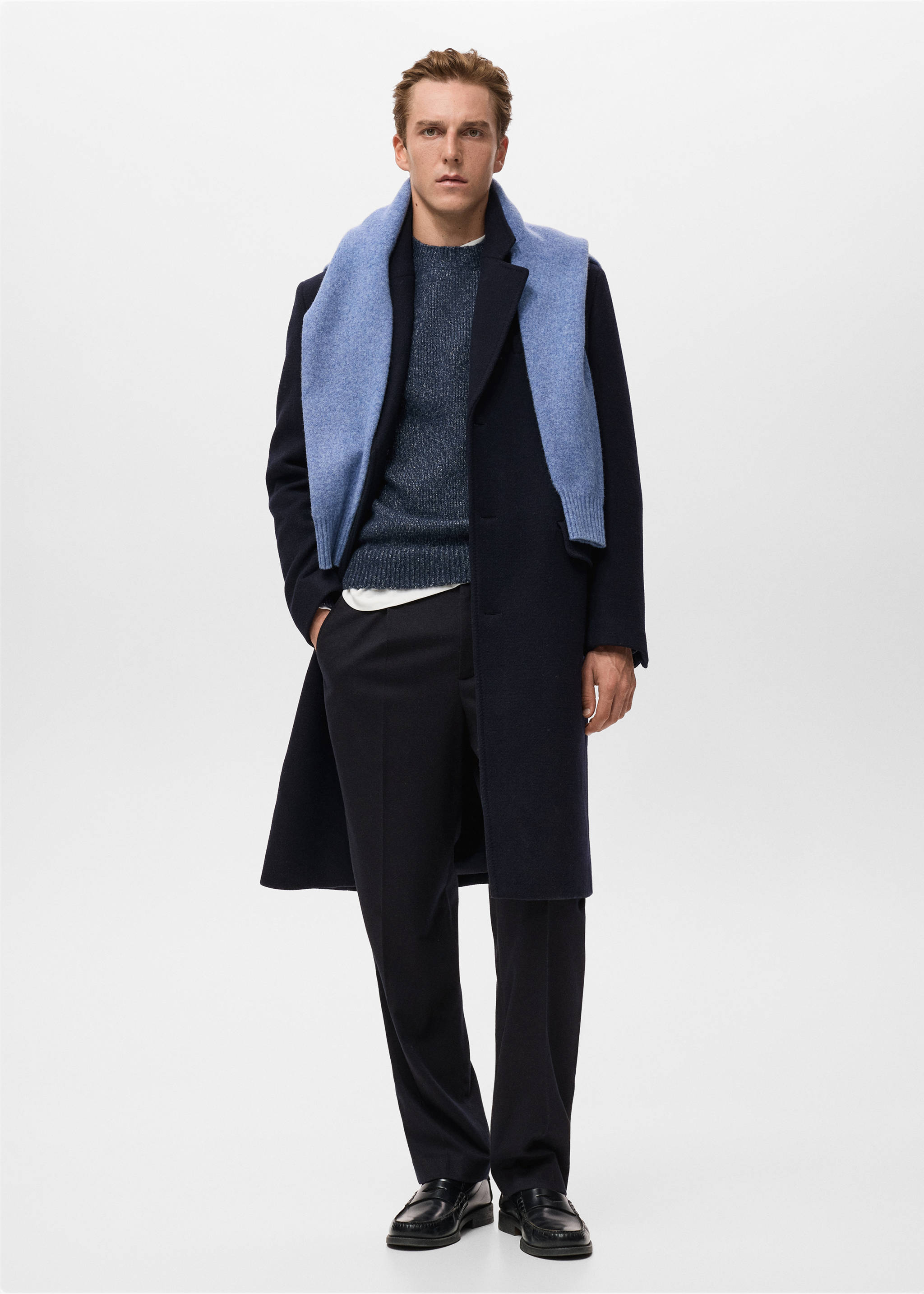 Long wool coat - General plane, Navy. Ref: 17017890-00.