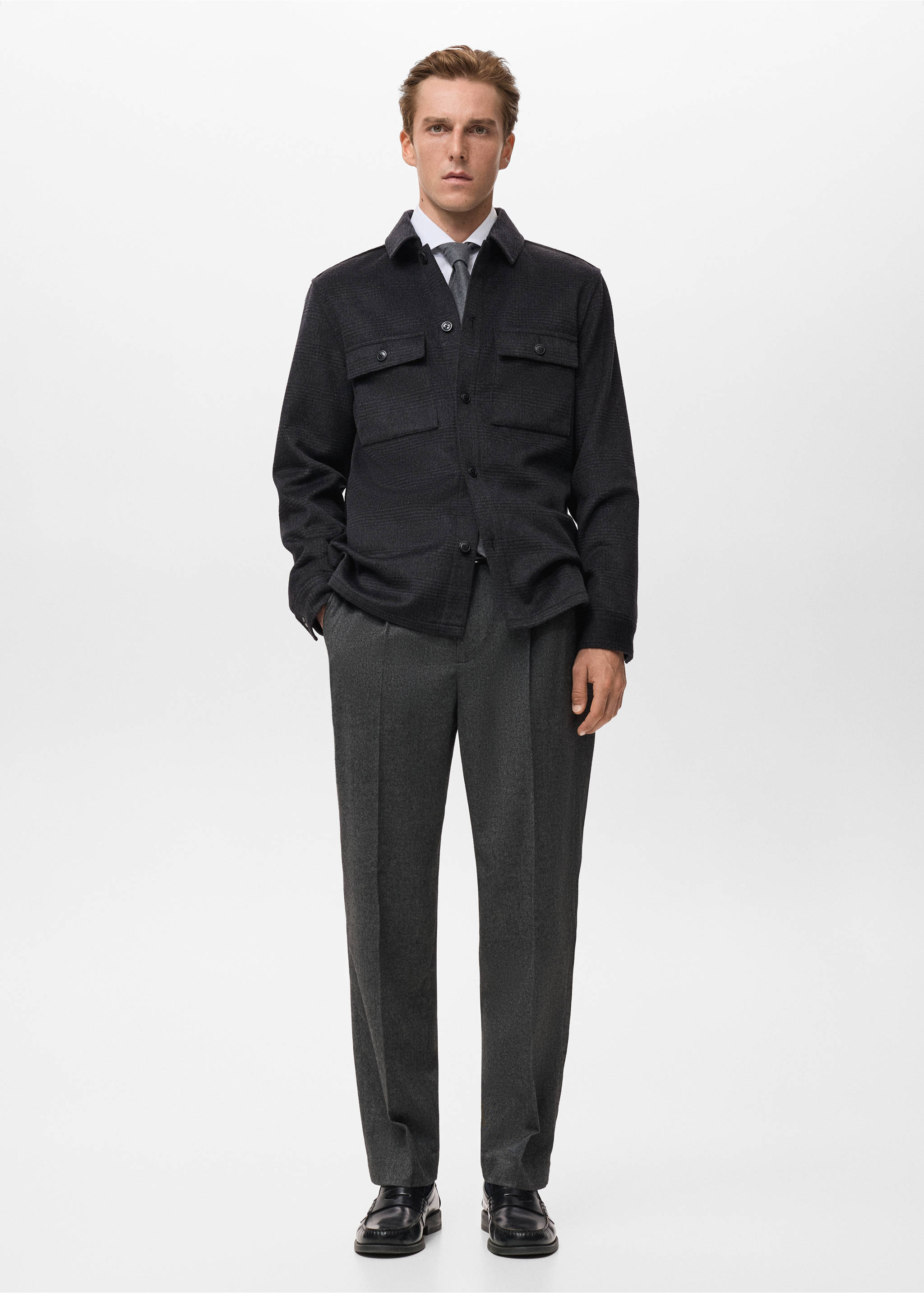 Wool-blend check jacket - General plane, Black. Ref: 17017891-00.